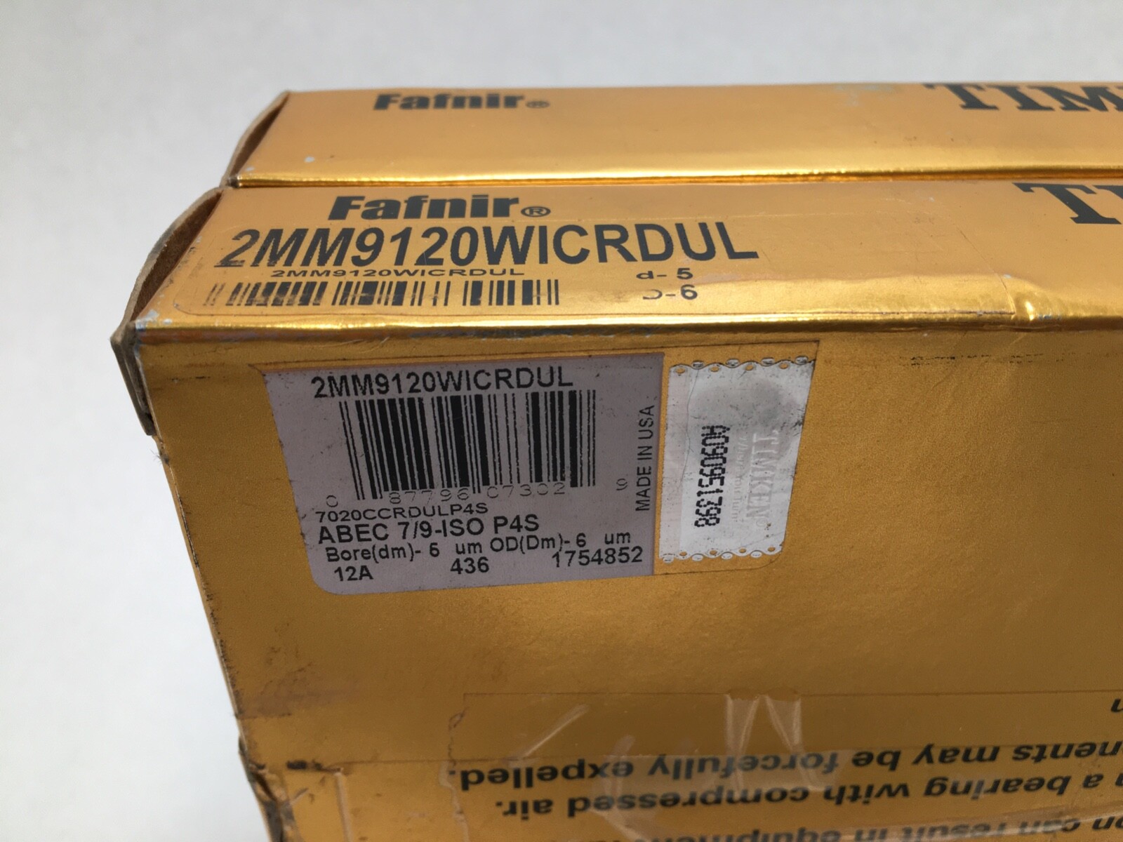 Fafnir 2MM9120WICR-DUL Angular Bearing 100x150x24 mm 7020 2MM9120 CR DUL 2pcs