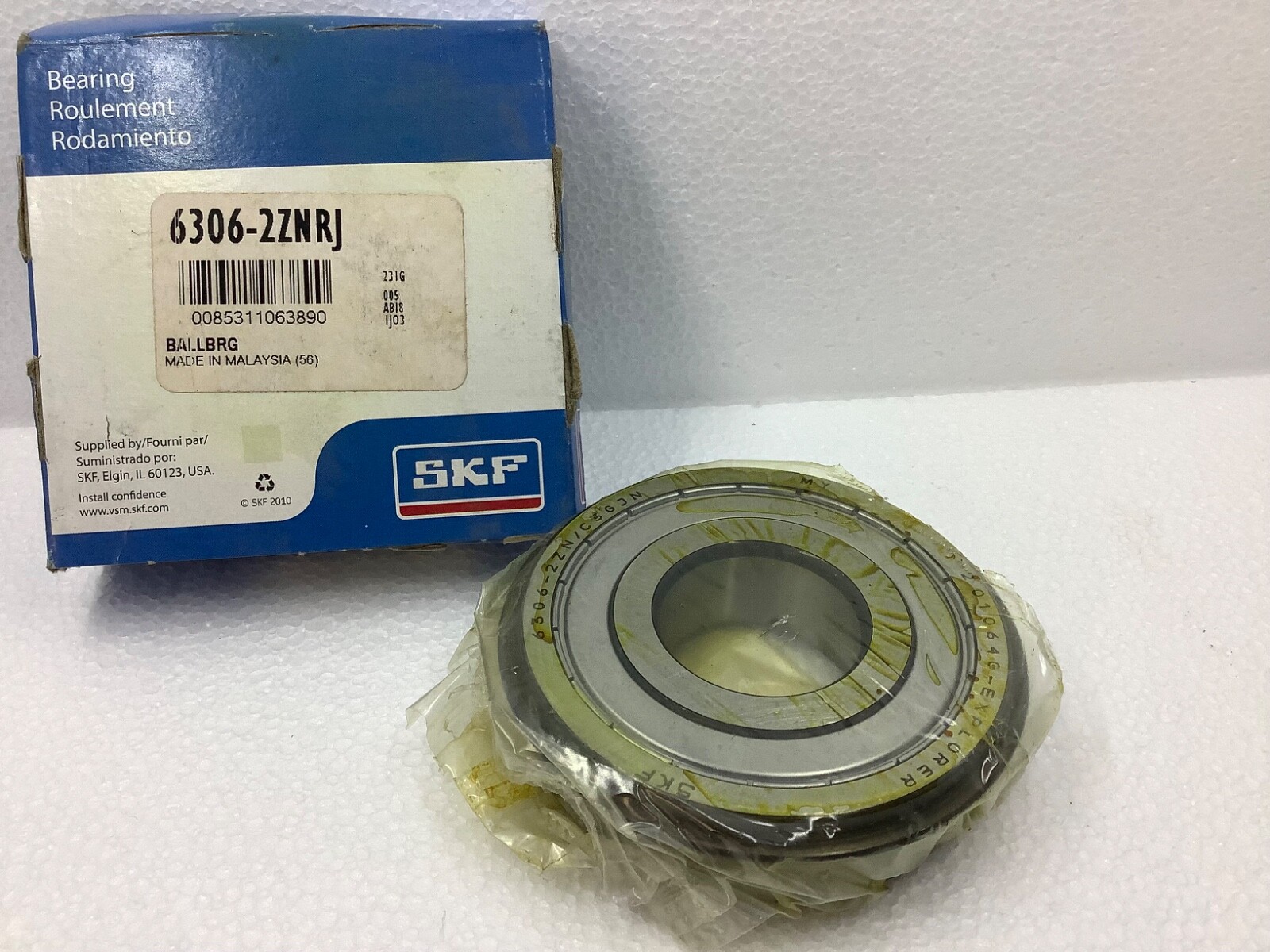 SKF 6306-2ZNRJ Deep Groove Shielded Ball Bearing