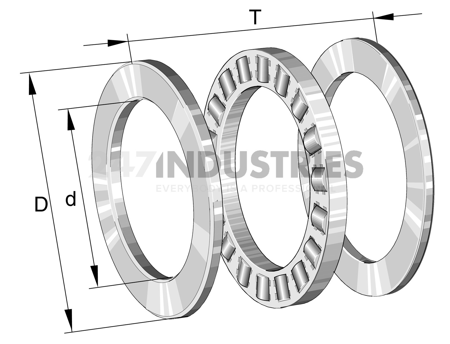 81176-M INA 380 x 460 x 65 mm CYL. ROLL. THRUST