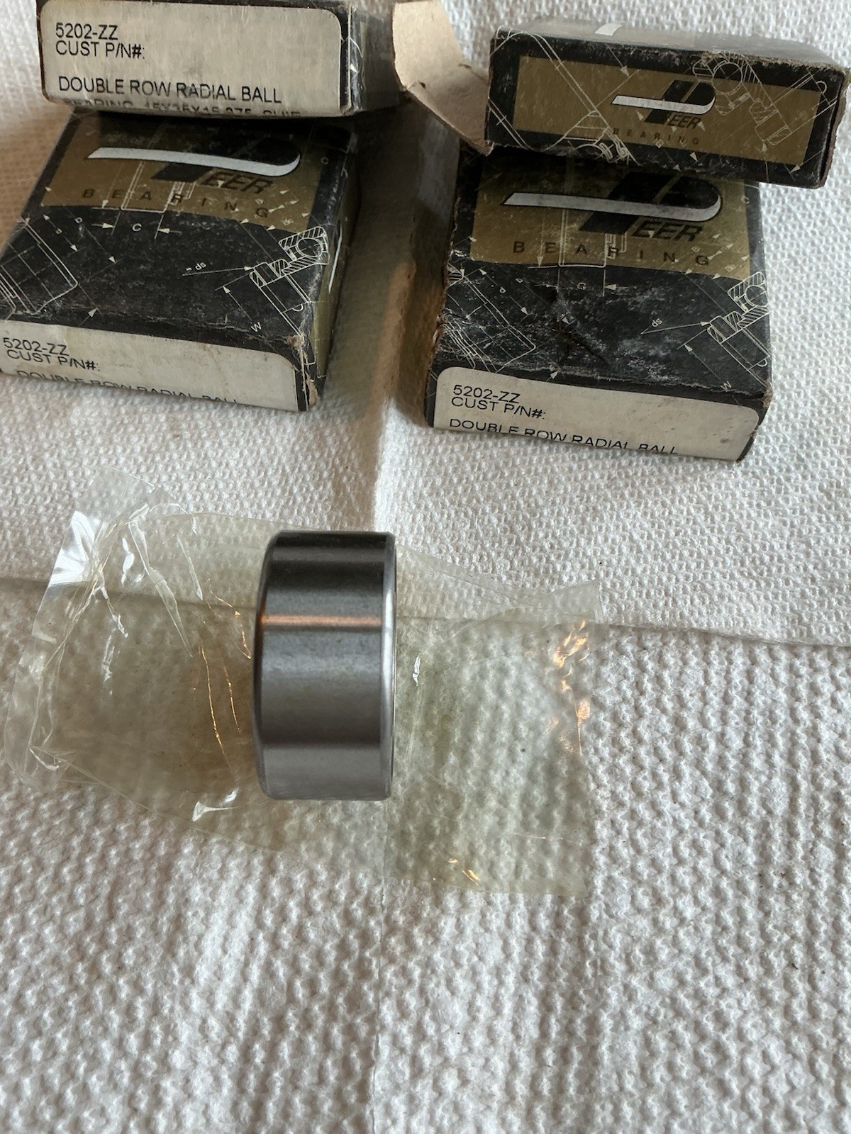 (4) PEER # 5202-ZZ / Double ROW RADIAL BALL BEARING (15x35x15.875, SHIELDED).