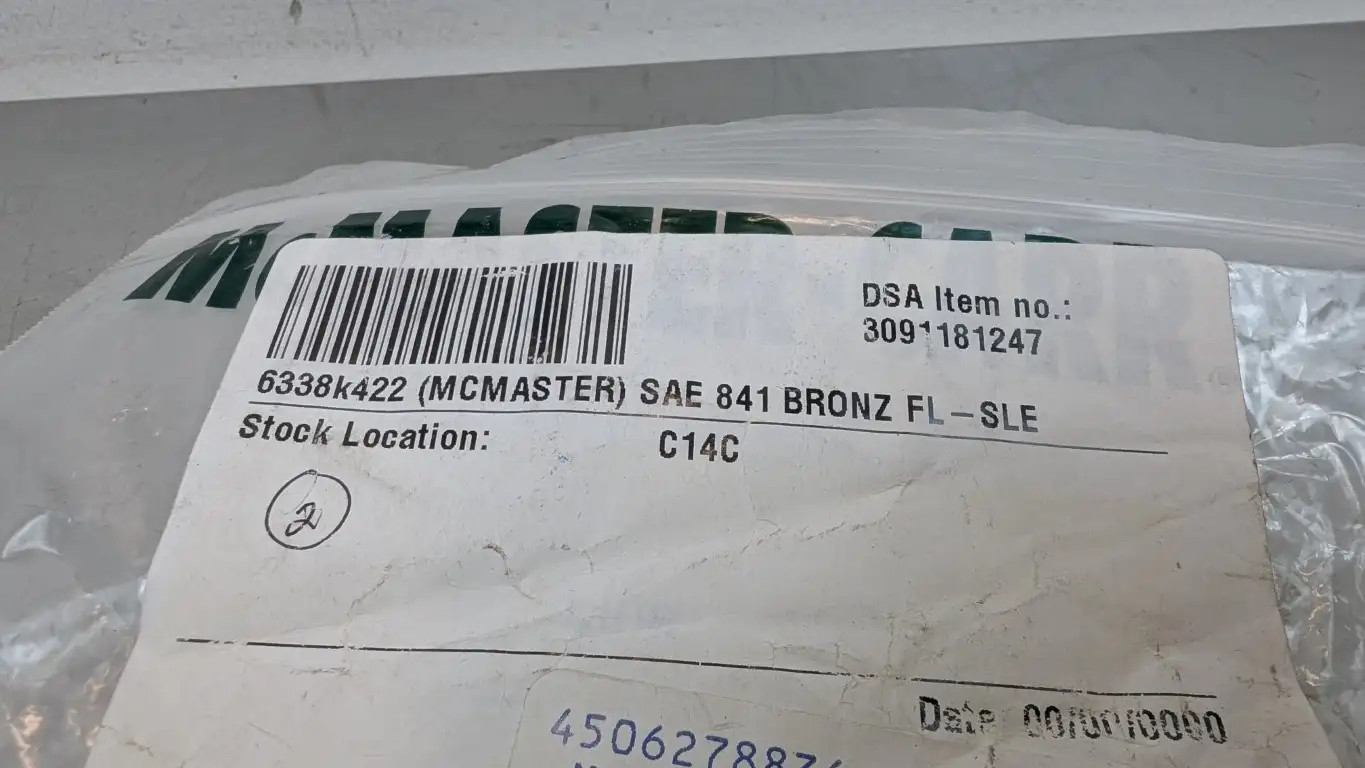 2 Pack McMaster-Carr 6338K422 Sleeve Bearing SAE 841 BRONZ FL-SLE 3120-01-641-60