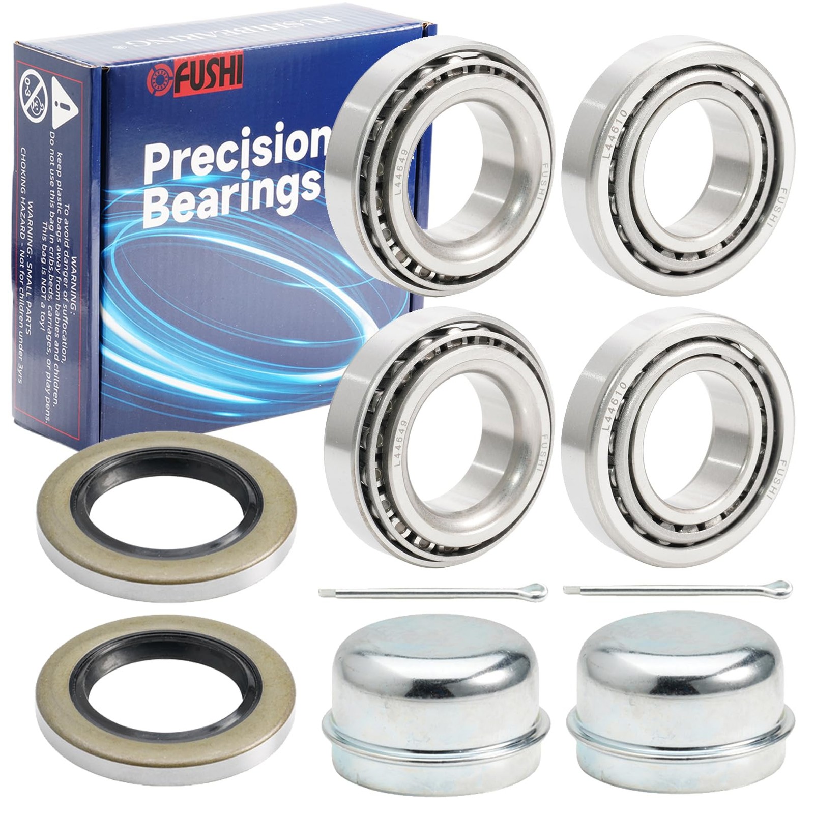 FUSHIBEARING 2 Set Fits for 11/16” Axles Trailer Wheel Hub Bearings Kit, L44…