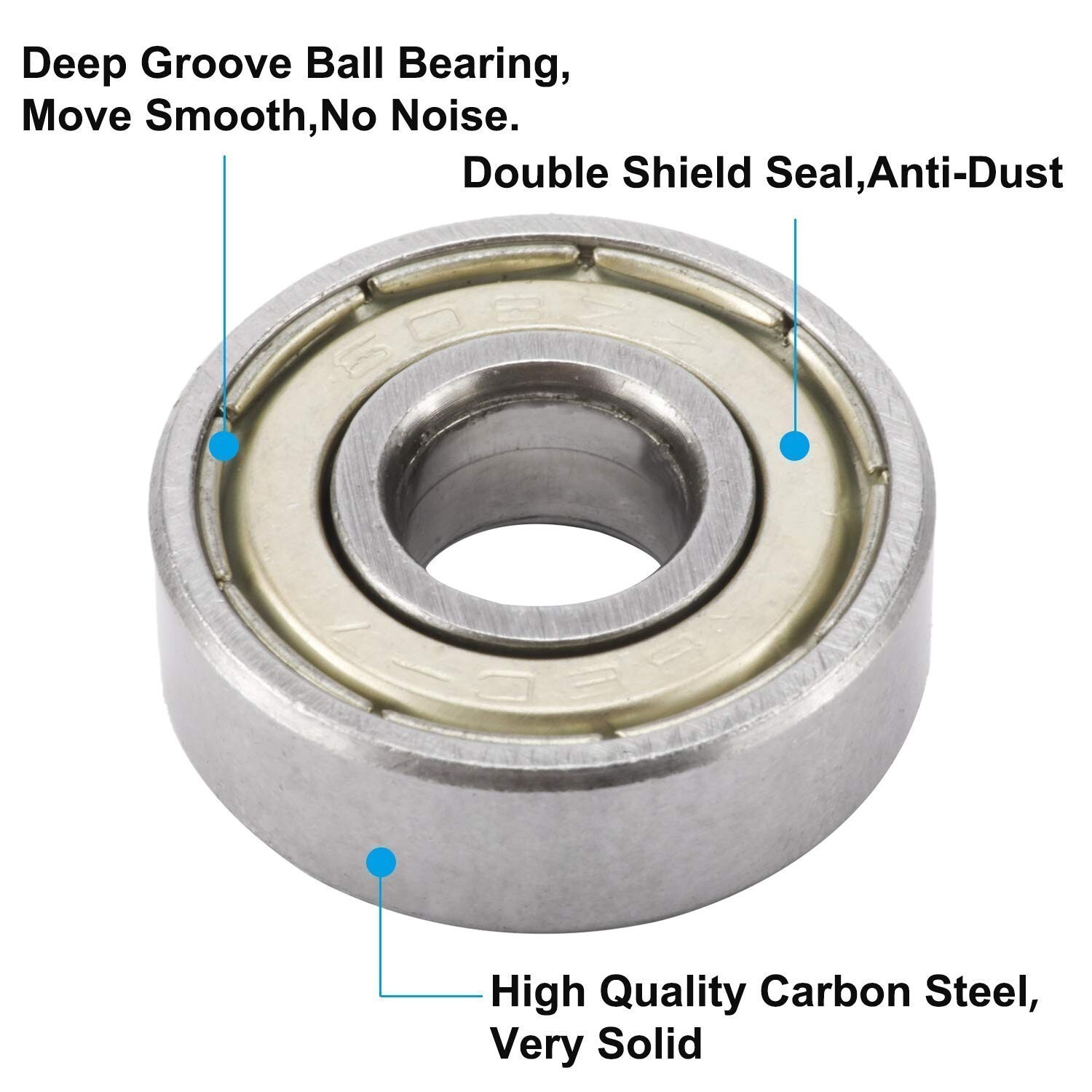 608-ZZ Ball Bearing 8x22x7mm Double Shielded Skateboard Bearings (100 QTY)