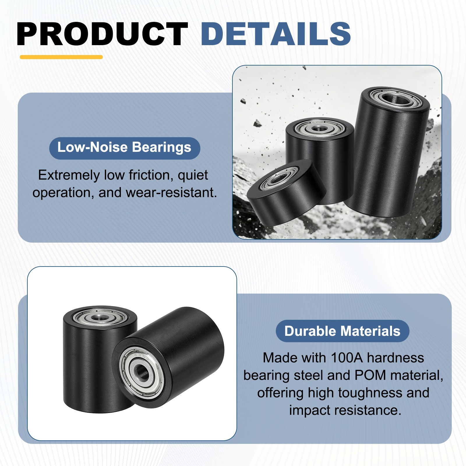 2Pcs POM Roller Wheel with Bearing, 5mm x 25mm x 30mm Bearing Pulley