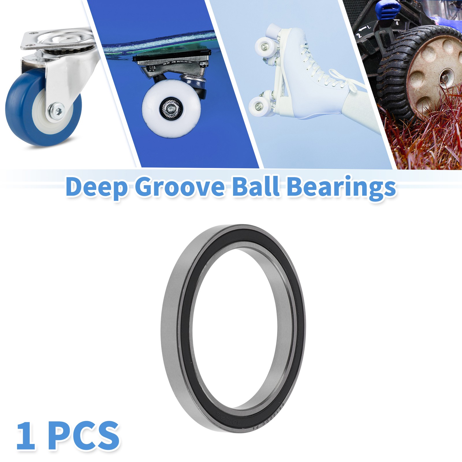 6810DDU Deep Groove Ball Bearings 50x65x7mm Silver Tone Black