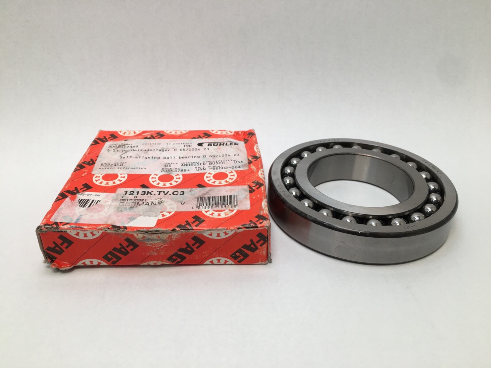 FAG 1213K.TV.C3 Self Aligning Bearing 65x120x23 mm 1213 K TV C3 1213K Germany