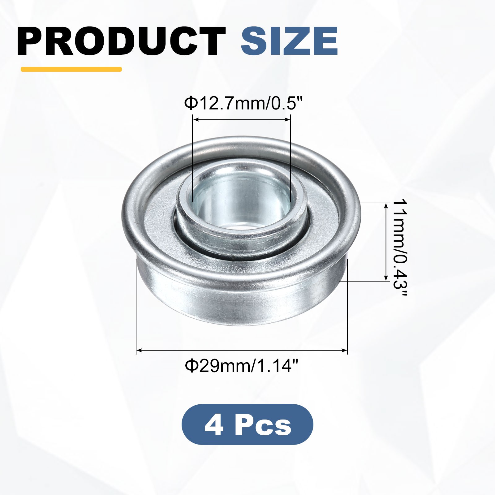 4Pcs Radial Bearings 1/2″ ID 1-1/8″ OD 7/16″ Thickness 1-1/4″ Step OD