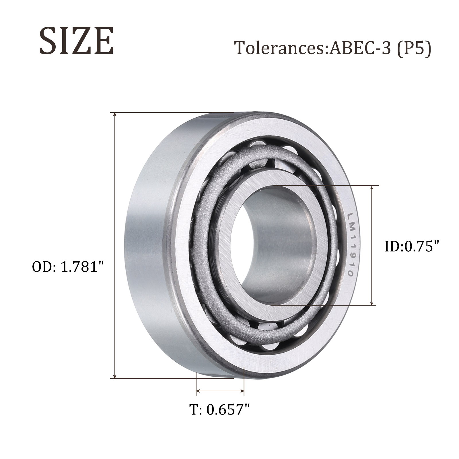 4pcs LM11949/LM11910 Tapered Roller Bearing Cone and Cup 0.75″Bore x 1.78″OD P5