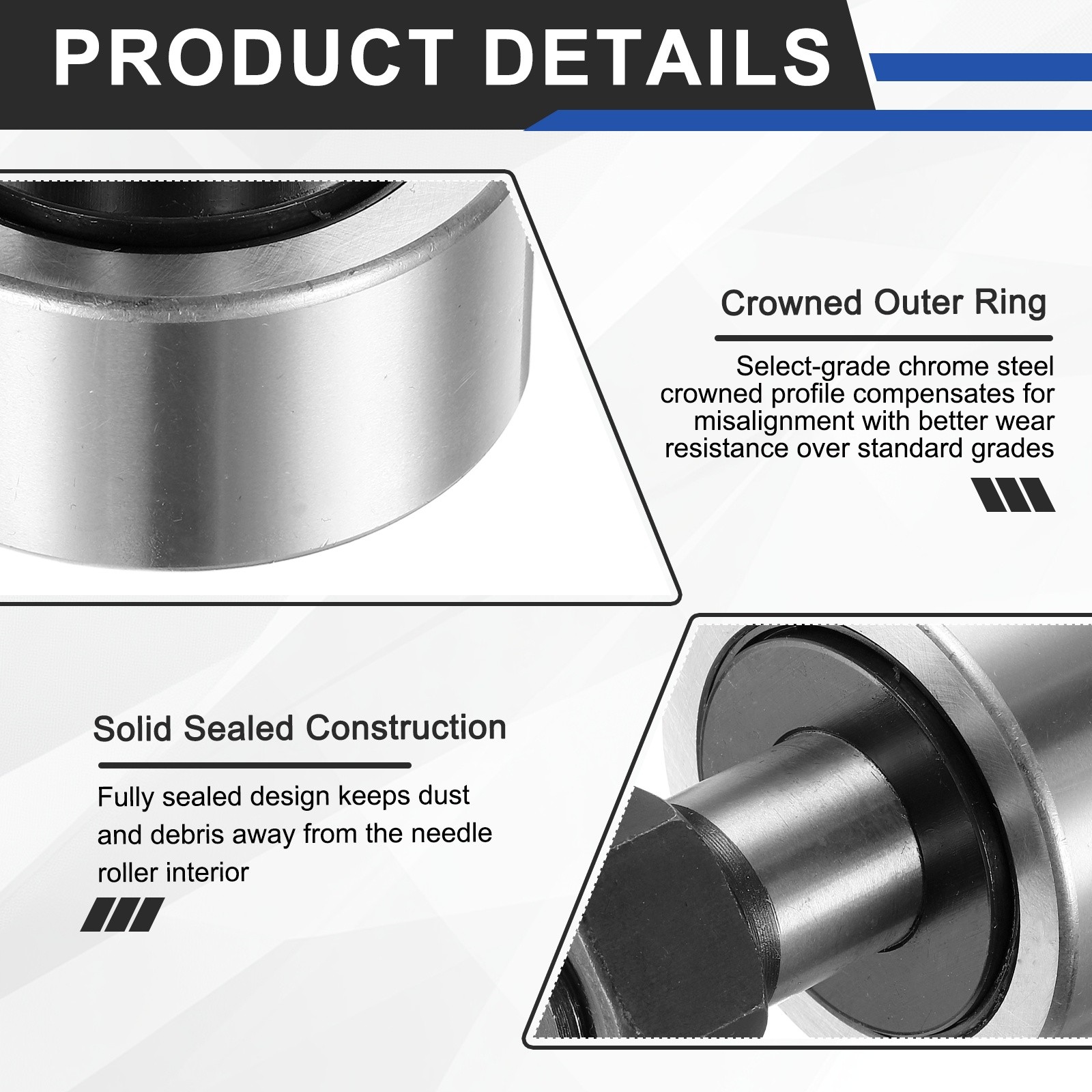 CF20/KR52 Cam Follower Needle Roller Bearing M20x1.5 52mm Chrome Steel