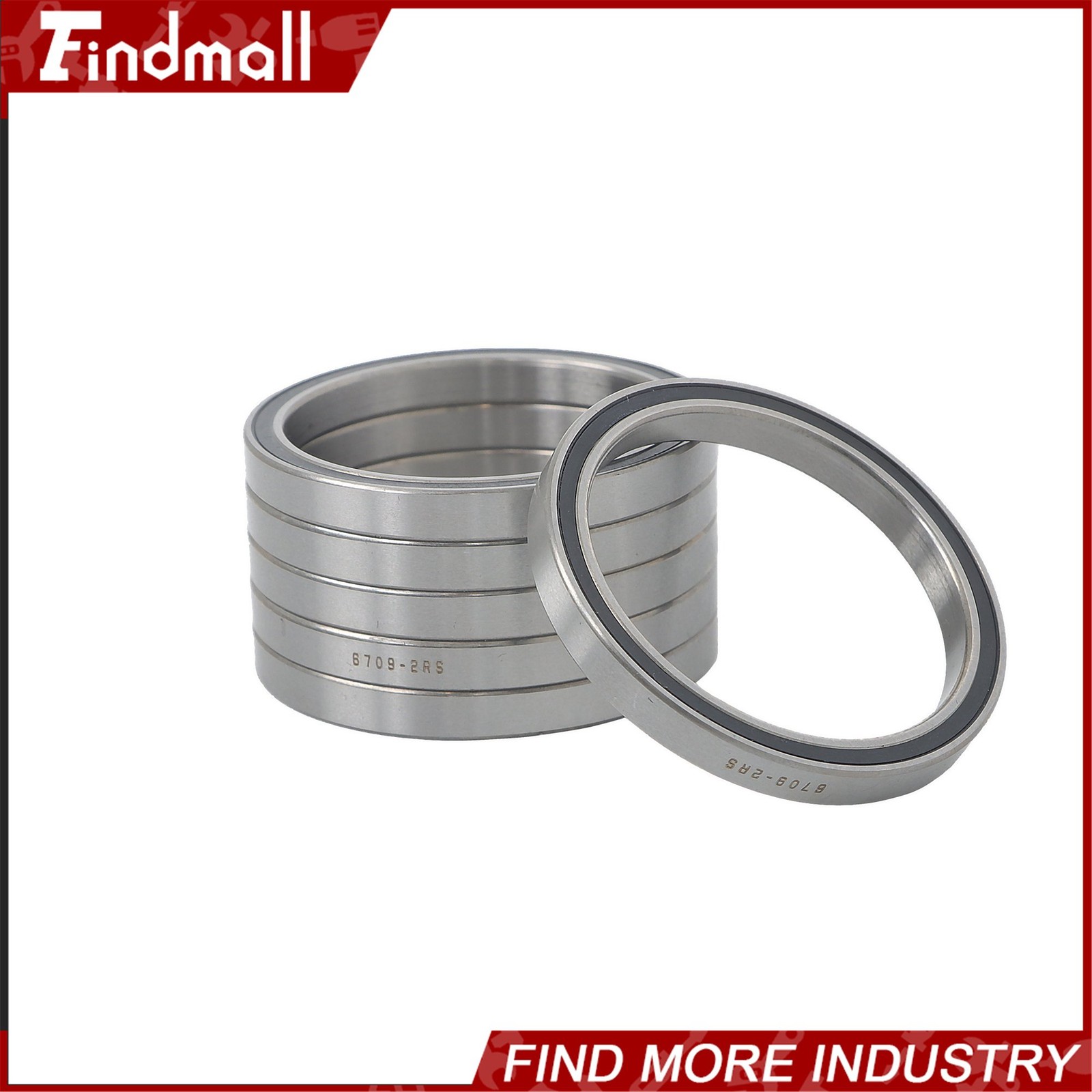 Findmall 6709-2RS Deep Groove Bearings 10pcs 45x55x6mm Rubber Sealed Pre-Lubed