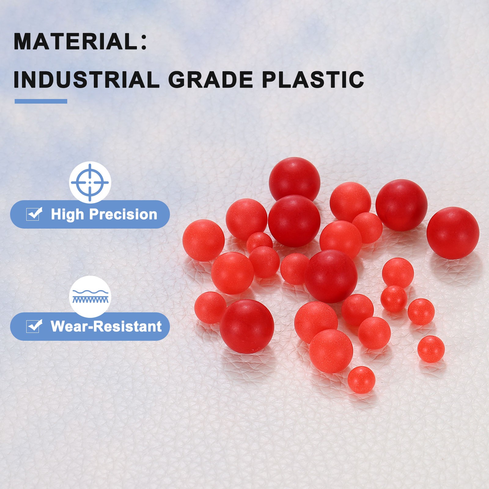 100pcs PP Plastic Bearing Balls 10mm Solid Plastic Ball Red