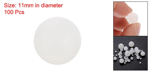 100pcs PP Plastic Bearing Balls 11mm Solid Plastic Ball White