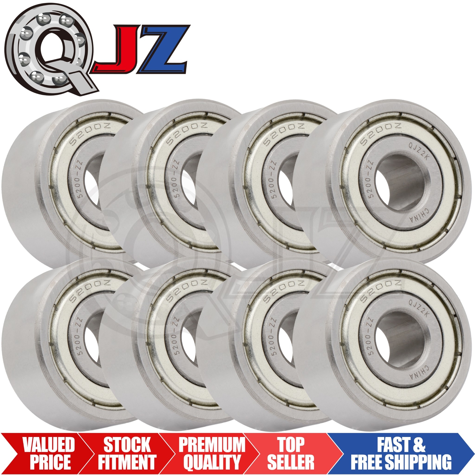 [Qty.8] 5200-ZZ Angular Contact Double Row Bearing [10mm Bore x 30mm x 14.3mm]