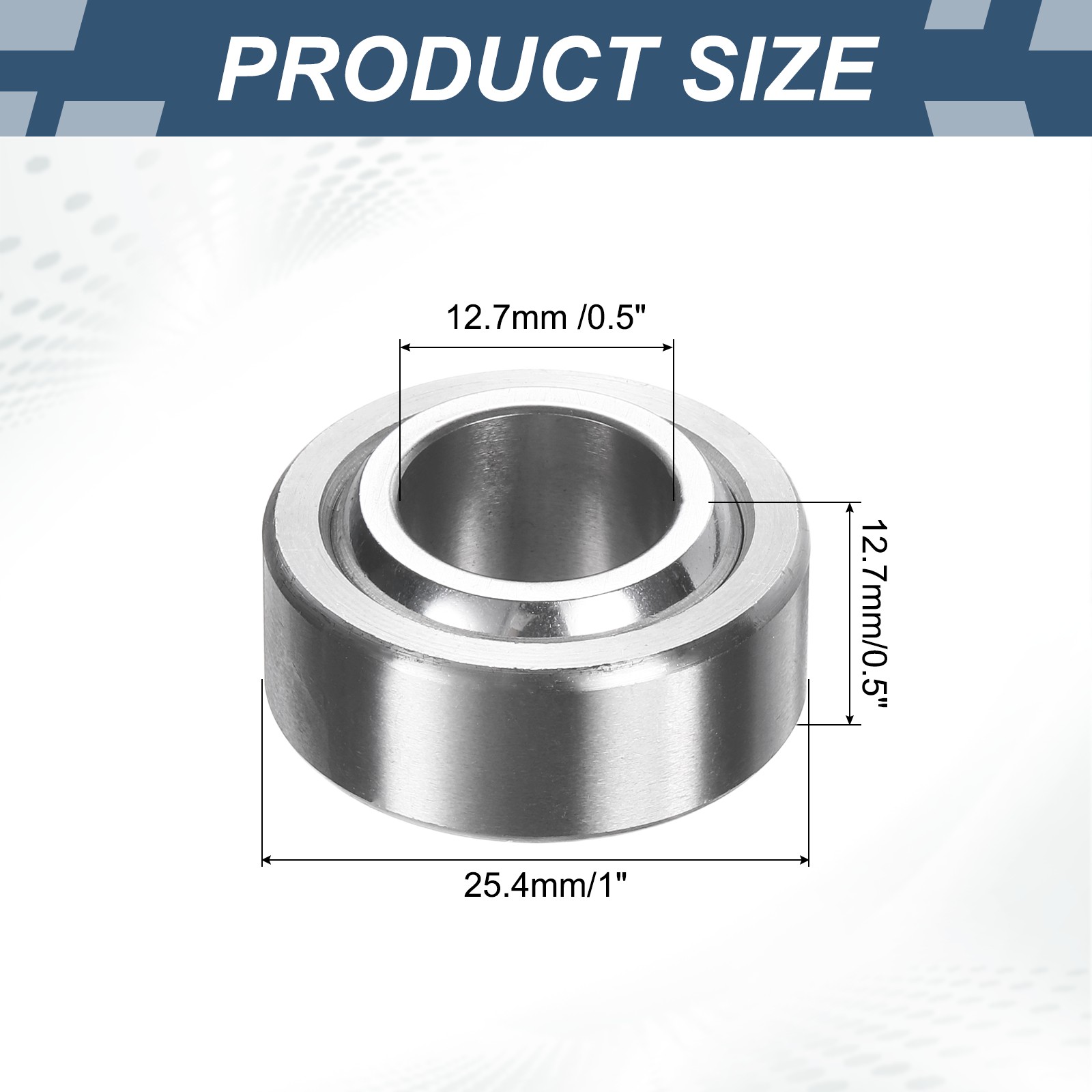 2 Pcs 1/2″ x 1″ x 1/2″ COM8T Spherical Plain Bearing Steel Bearing for Repairing