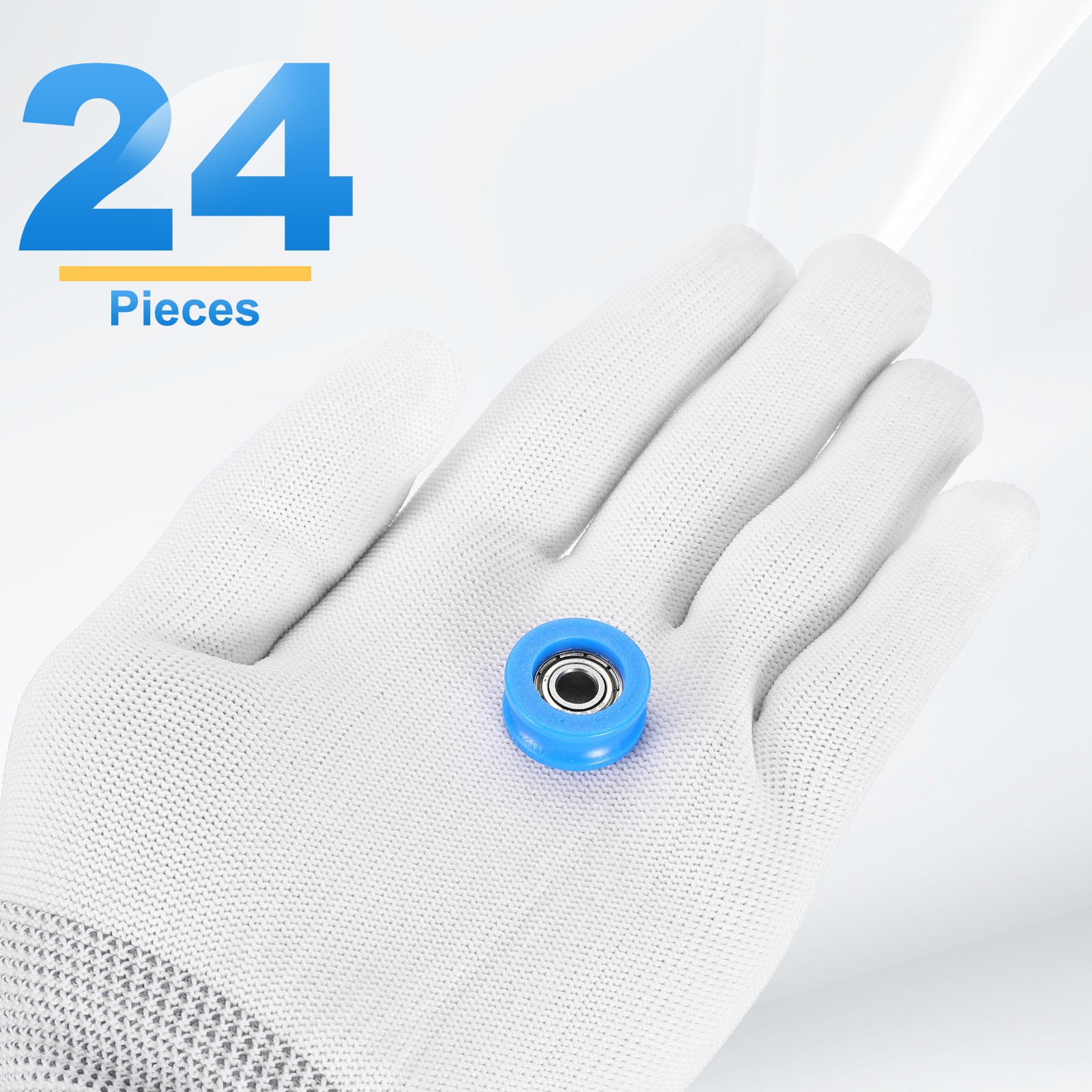 24Pcs Groove Nylon Plastic Guide Bearing 5×8.5x19mm Pulley Roller(Blue)