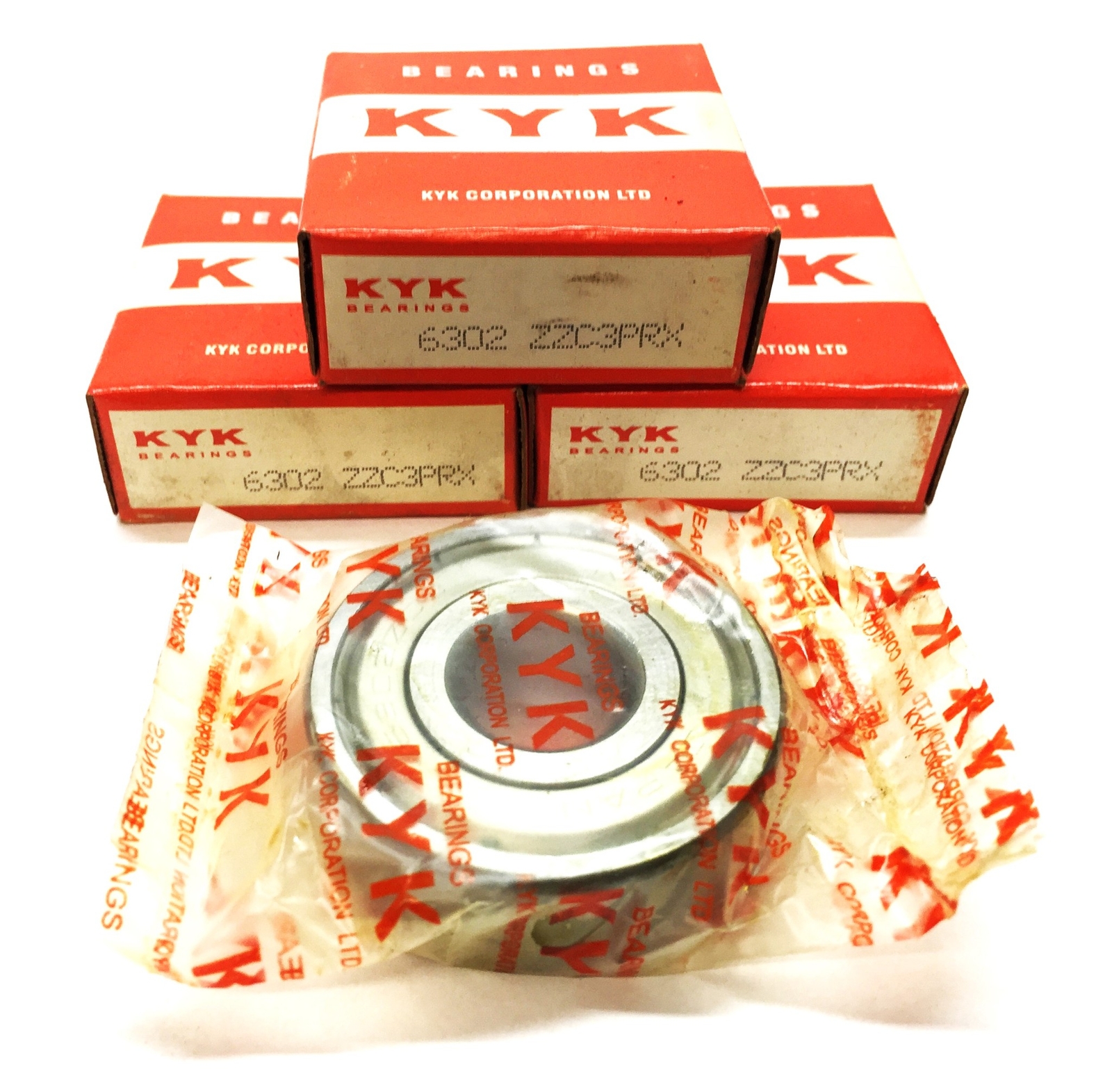 KYK Metal Shielded Ball Bearing 6302ZZC3PRX [Lot of 3] NOS