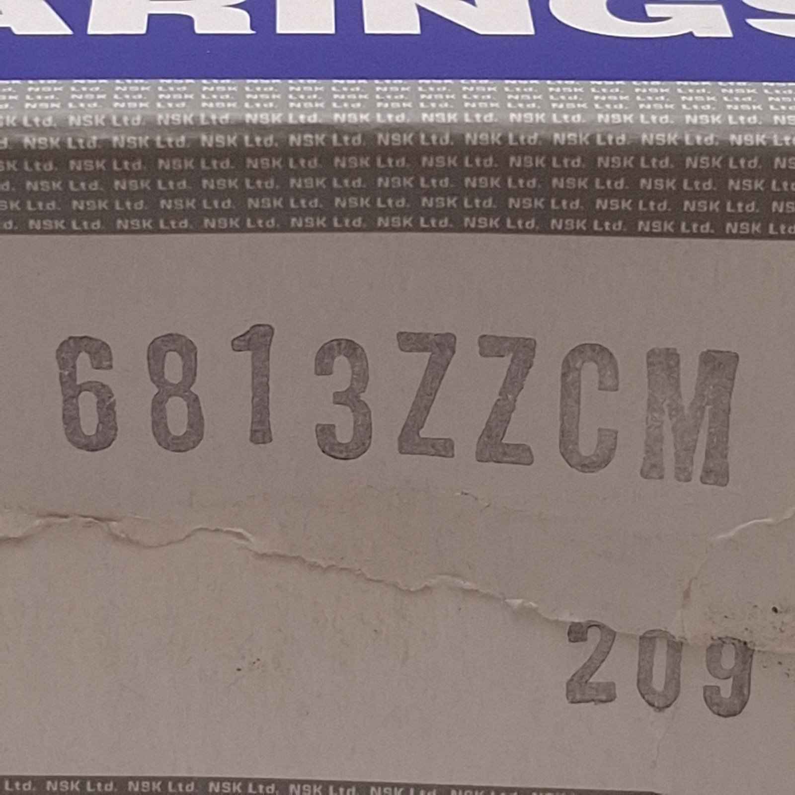 Lot of 2 NSK 6813ZZCM Deep Groove Ball Bearing, ø65mm ID, ø85mm OD, 11.9kN