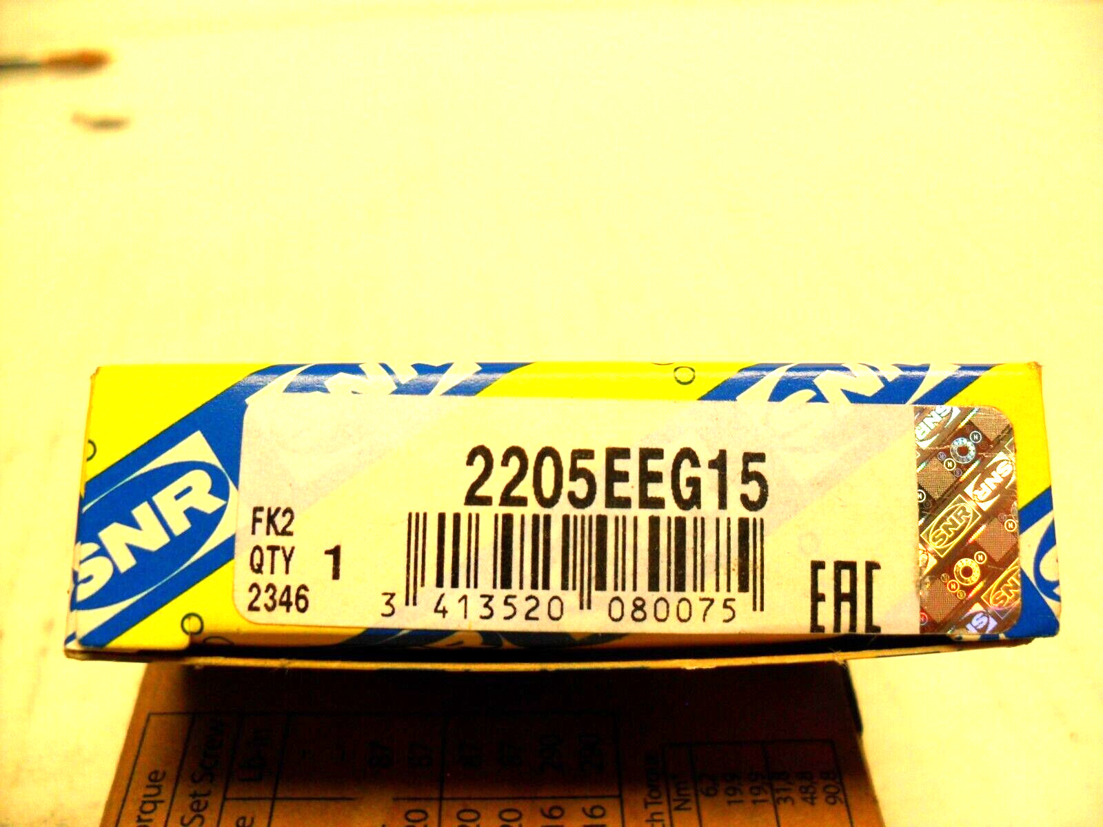SNR 2205EEG15 Single Row Ball Bearing Ø25 mm Ø52 mm 18 mm nib