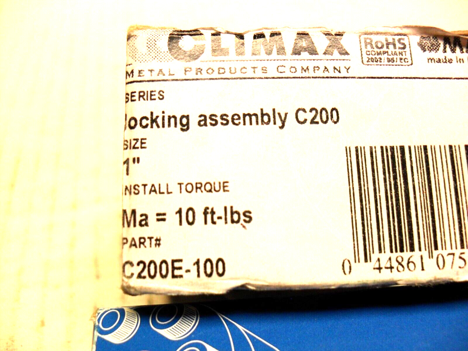 Climax C200E-100 1.00″ x 1.969″ Locking Assembly Series C200 Metal NIB