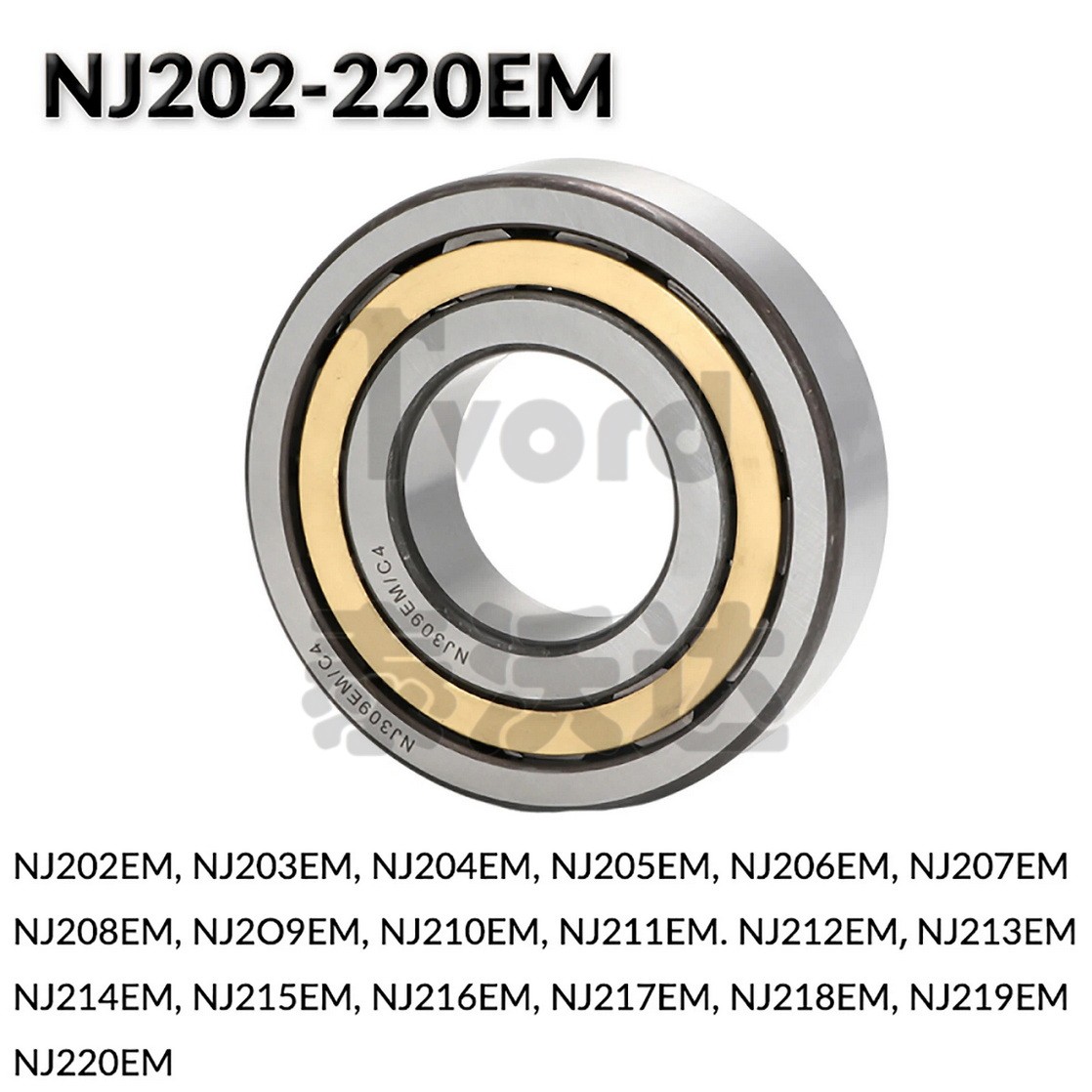 N/NU/NJ Radial Rolling Cylindrical Roller Bearing 15-100mm Bore Brass/Steel Cage