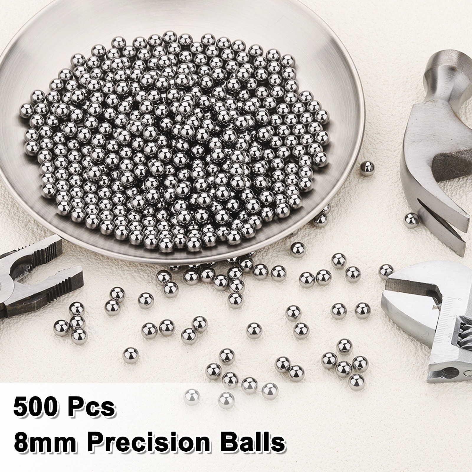 500pcs Precision Balls 8mm Diameter G200 Solid Chrome Steel Bearing Balls