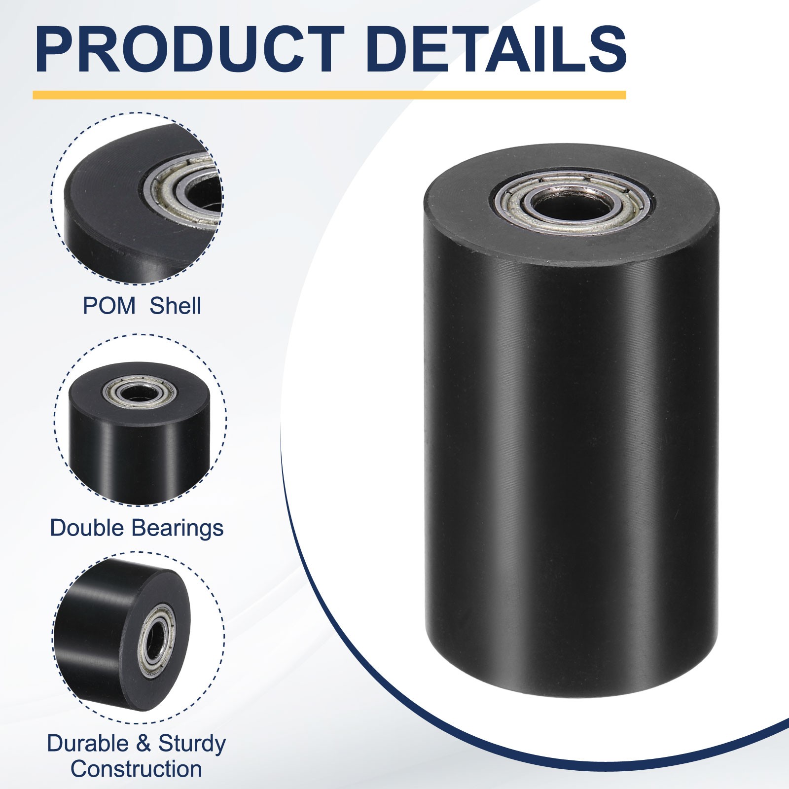 4Pcs POM Roller Wheel with Bearings 1/4″ x 1″ x 1-1/2″ Bearing Pulley