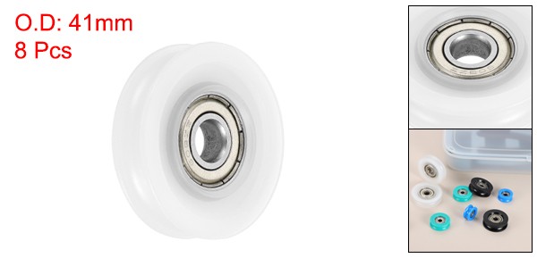 8 Pcs Translucent Groove Nylon Plastic Guide Bearing 8×9.5x41mm Pulley Roller