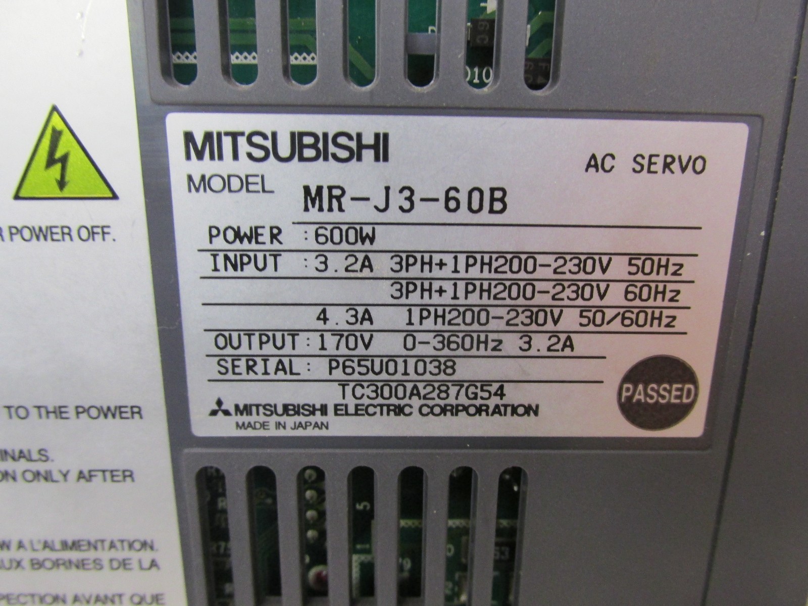 MITSUBISHI MR-J3-60B AC Servo 2418 ELL