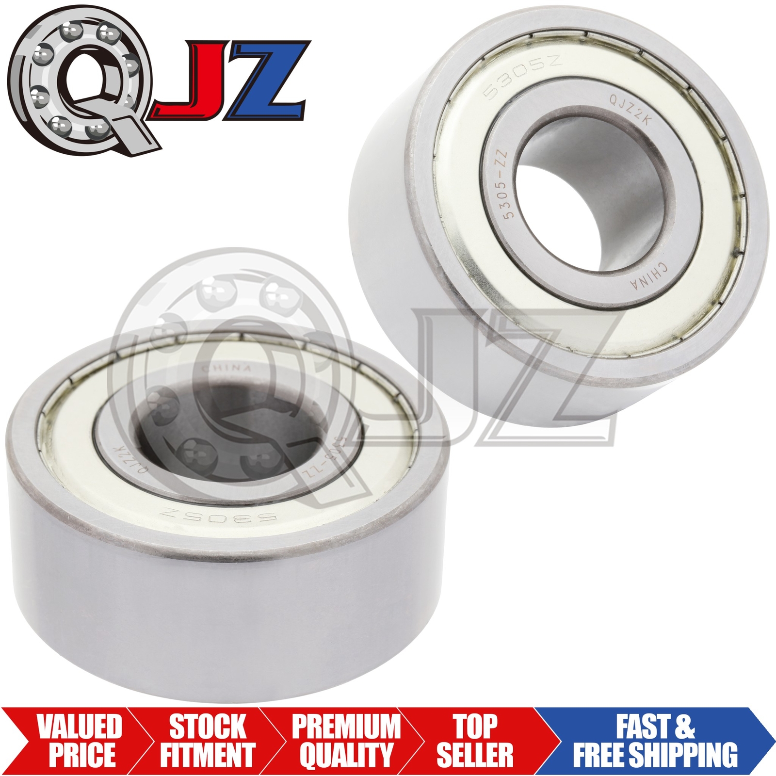 [Qty.2] 5305-ZZ Angular Contact Ball Bearing [25mm Bore x 62mm OD x 25.4mm W]