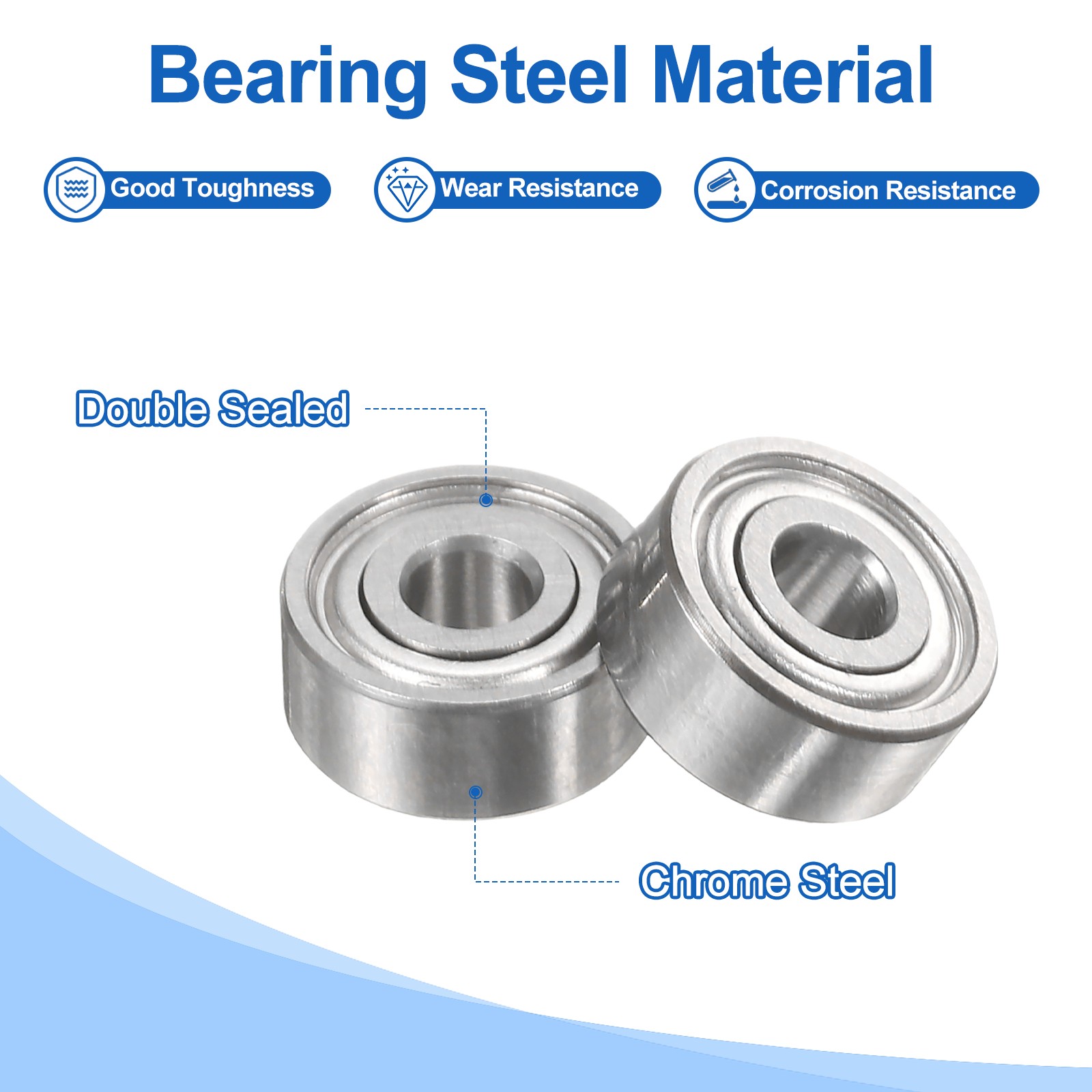 6pcs R2ZZ 1/8″ ID x 3/8″ OD x 5/32″ Height Z2 Ball Bearings, Silver Tone