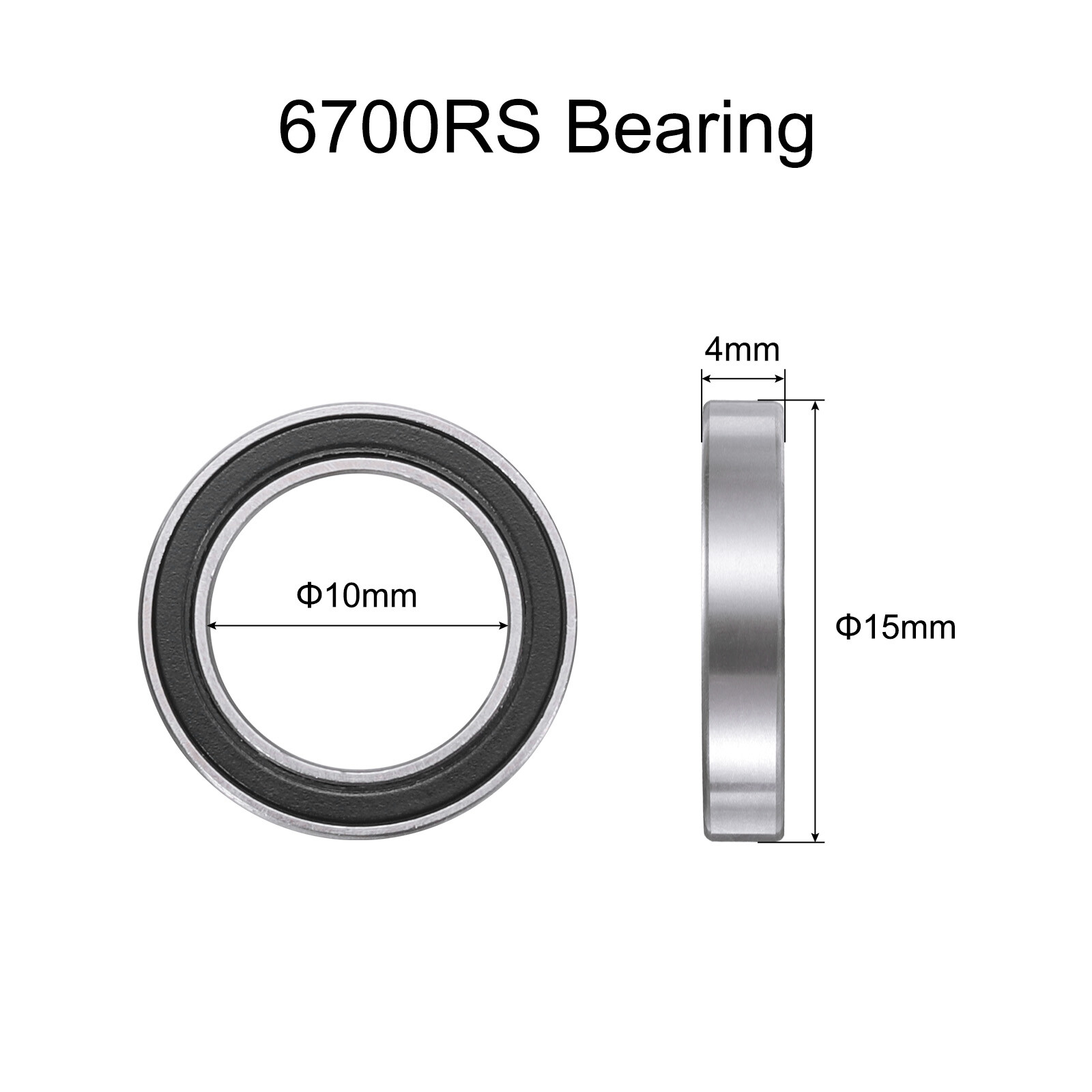 10pcs 6700-2RS Ball Bearing 10x15x4mm, Chrome Steel Rubber Seals, ABEC 3