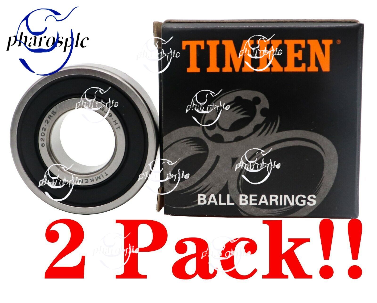 (2 PACK) TIMKEN 6202-2RS 15X35X11MM Double Rubber Seal Ball Bearings
