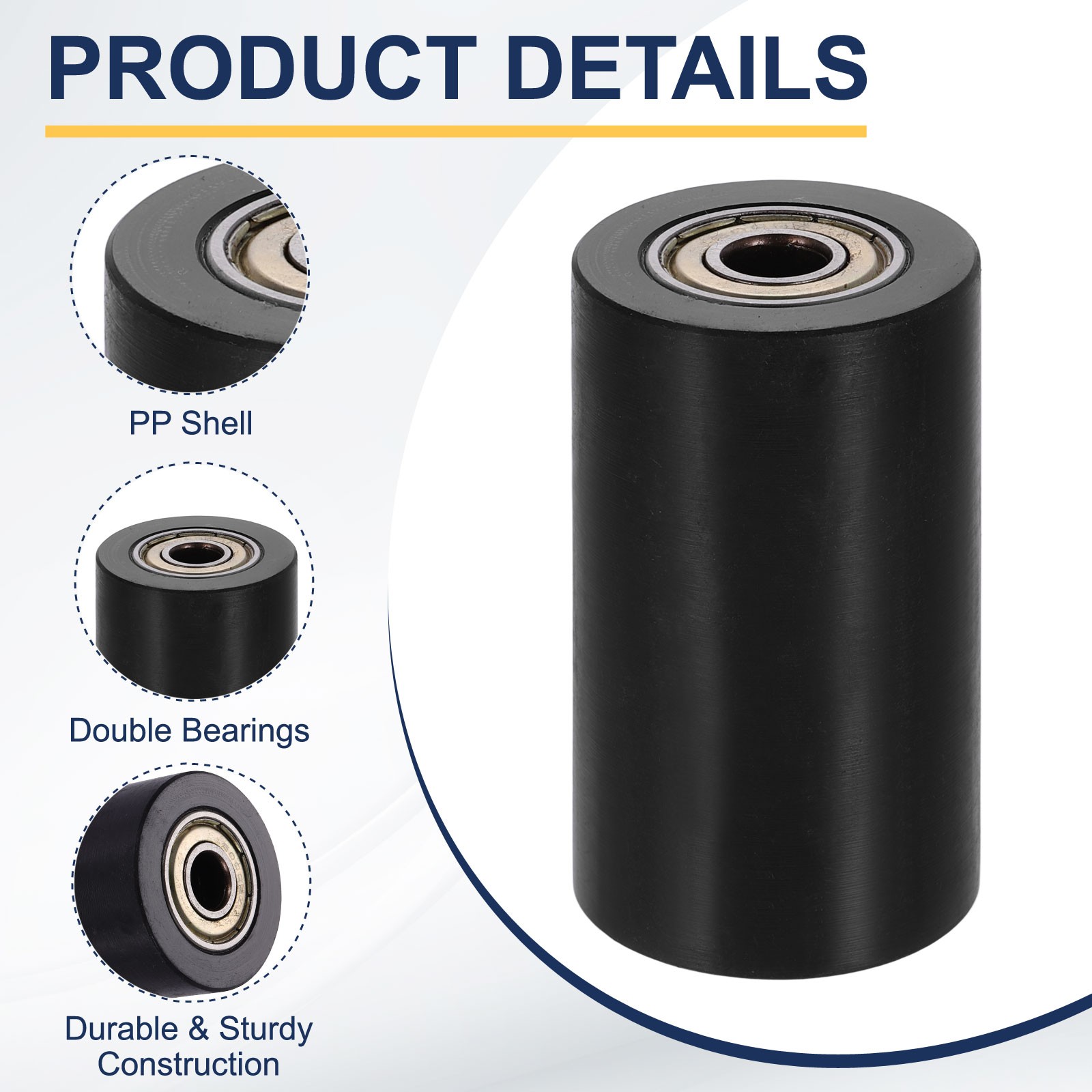 2Pcs Plastic Roller Wheel with Bearing, 3/8″x1-37/64″x2-3/4″ Bearing Pulley