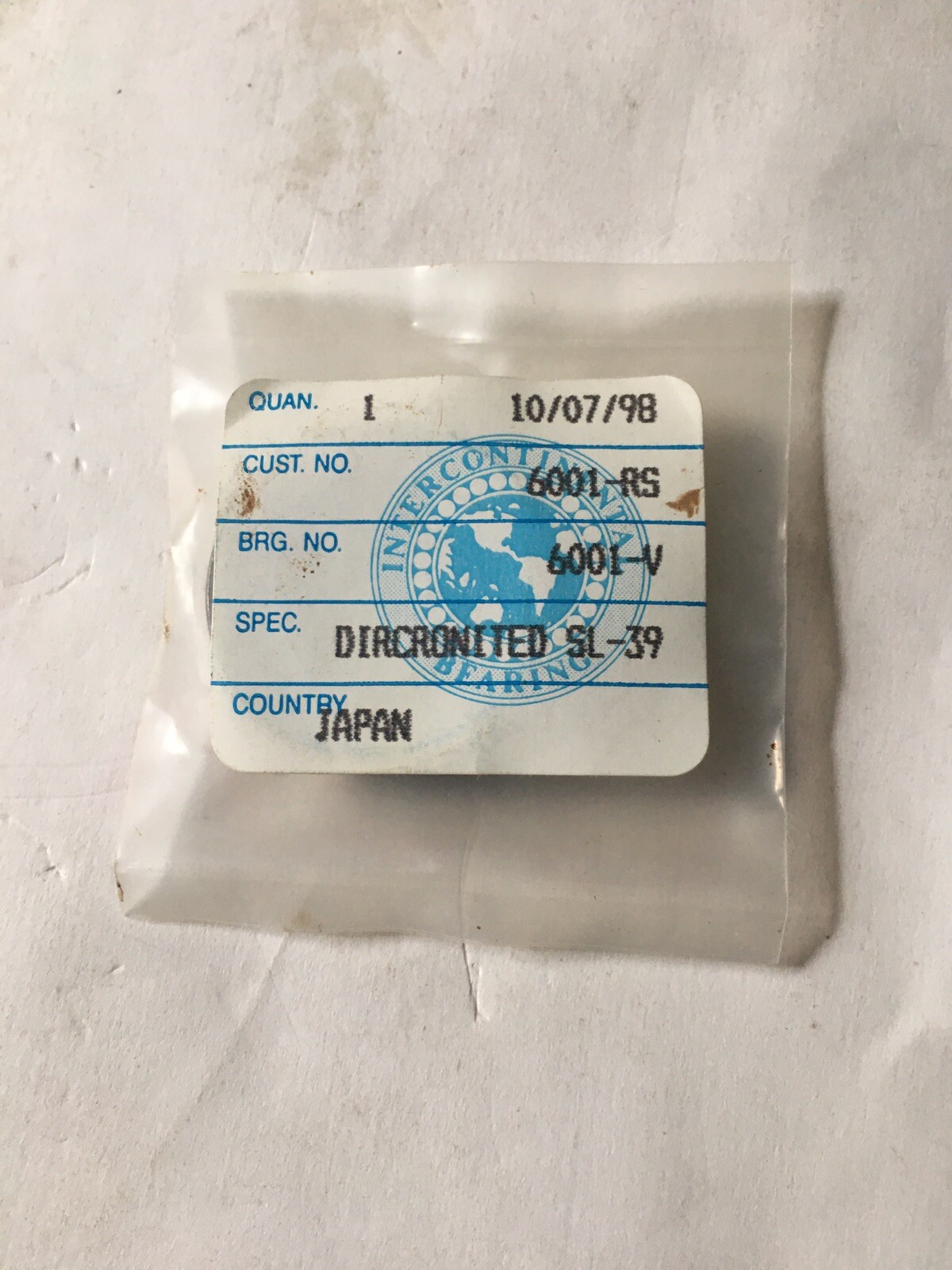 NEW 6001-RS ROLLER BEARING 6001-V DIRCRONITED SL-39