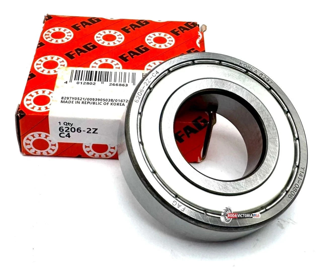FAG 6206 ZZ C4 Deep Groove Ball Bearing, Metal Shielded 30x62x16 mm