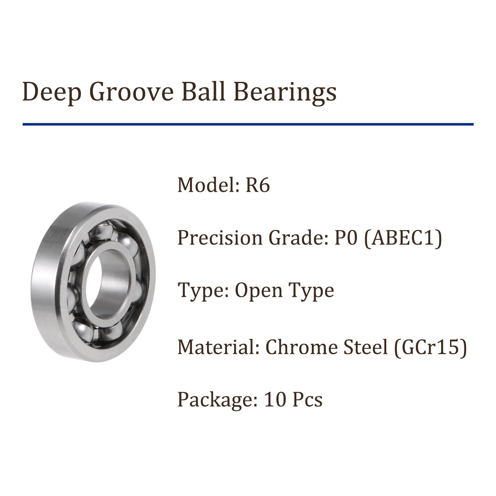 10pcs Deep Groove Ball Bearings 3/8″x7/8″x7/32″ Chrome Steel Open Type ABEC1