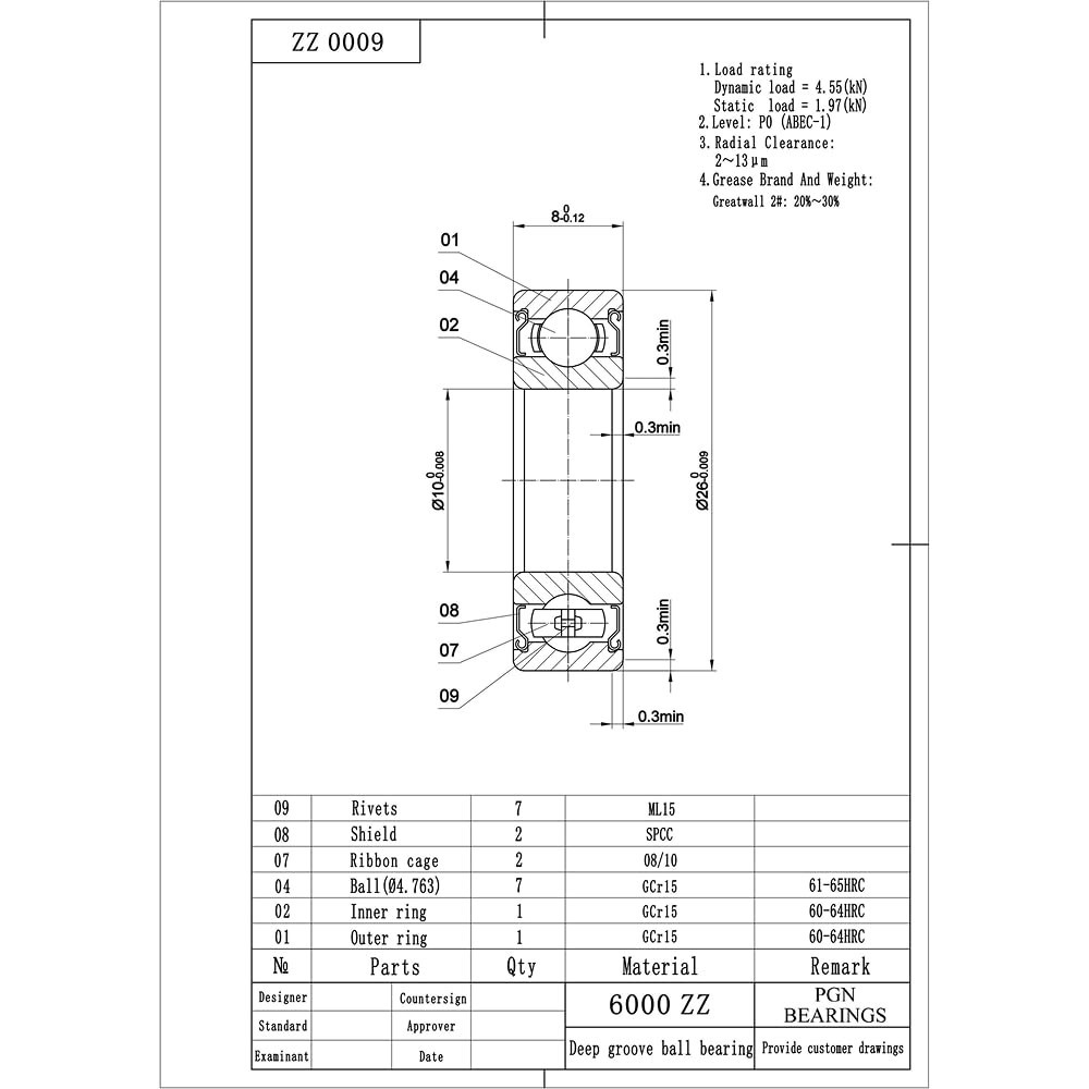 (10) 6000-ZZ Premium Metal Shield Ball Bearing C3 EMQ, 10x26x8, 6000 ZZ 6000z