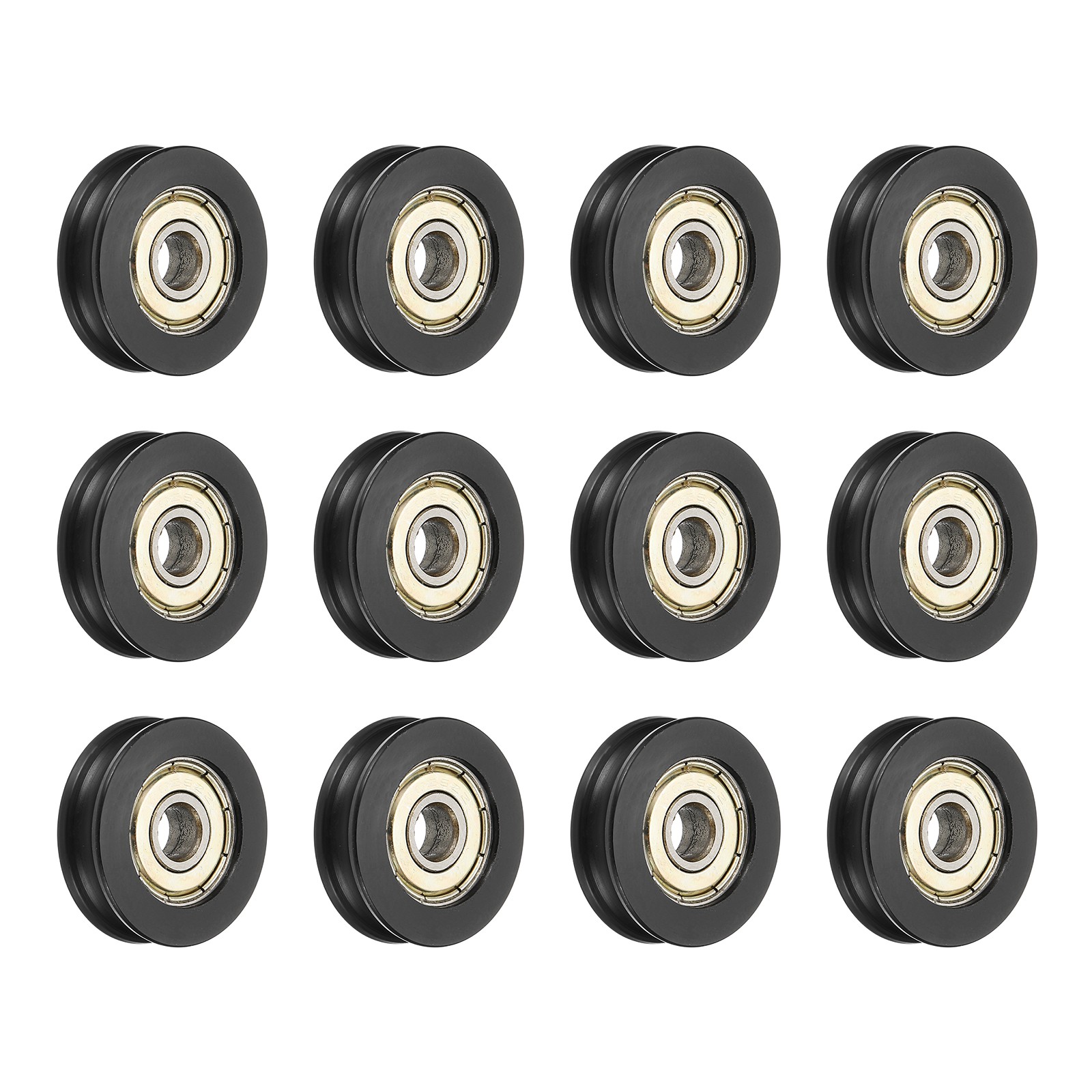 12Pcs Groove Nylon Plastic Guide Bearing 6x27x8mm Pulley Roller (Black)