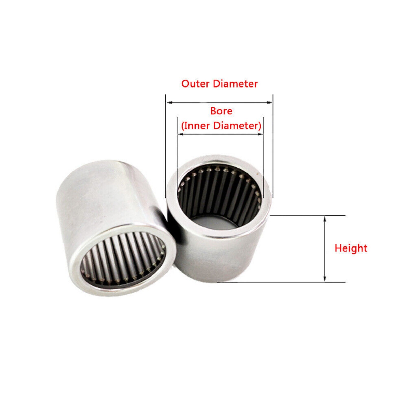 Bore 4mm to 60mm Drawn Cup Needle Roller Bearings HK Series No.HK0408 to HK6032