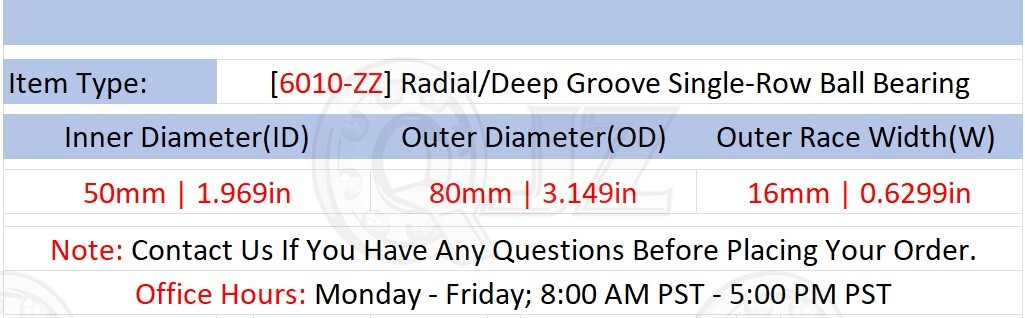 [Qty.4] New 6010-ZZ Radial/Deep Groove Ball Bearing [50mm ID x 80mm OD x 16mm W]