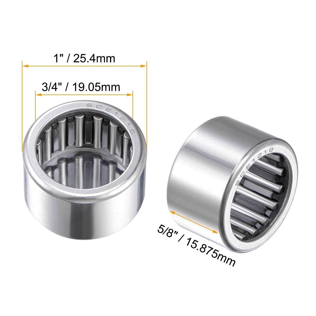 5pcs 3/4″ Bore SCE1210 Needle Roller Bearings 3/4″ Bore 5/8″ Width ST14 Steel