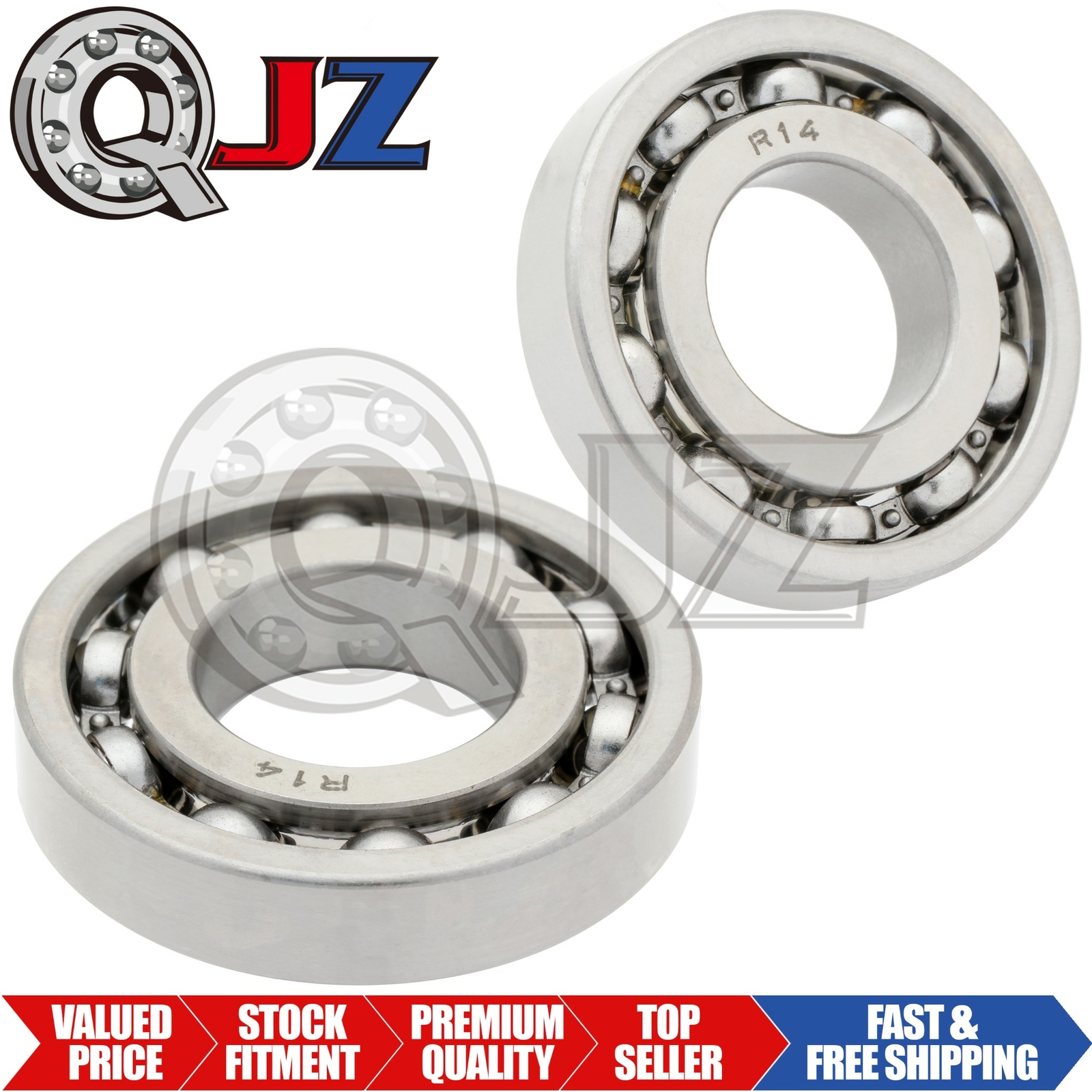[2-Pack] R14-OPEN Radial Ball Bearing 0.875 in x 1.875 in x 0.50 in (IDxODxW)