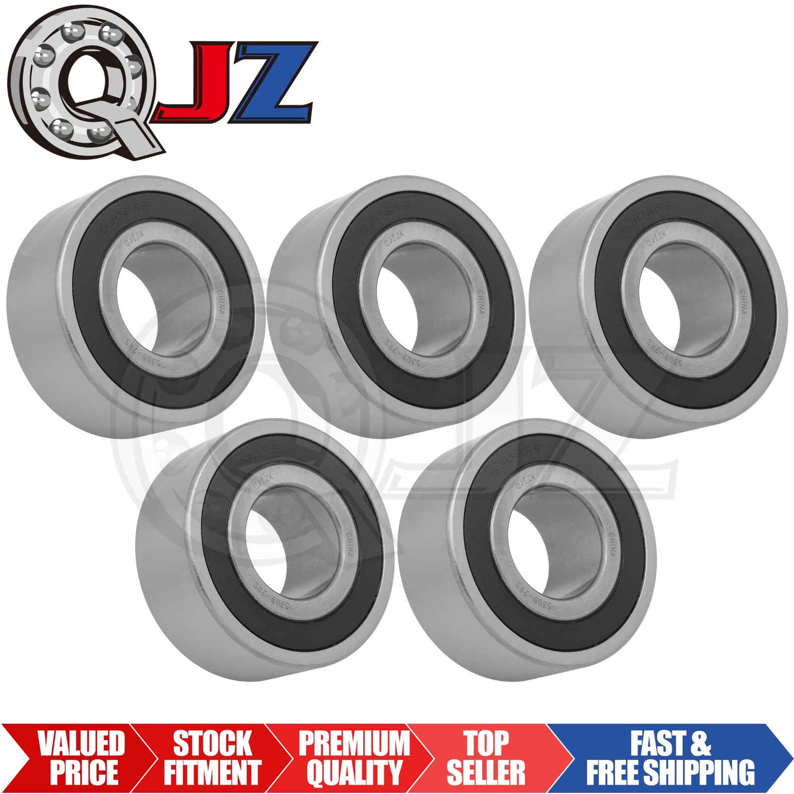 [Qty.5] 5308-2RS Angular Contact Ball Bearing [40mm Bore x 90mm OD x 36.5mm W]