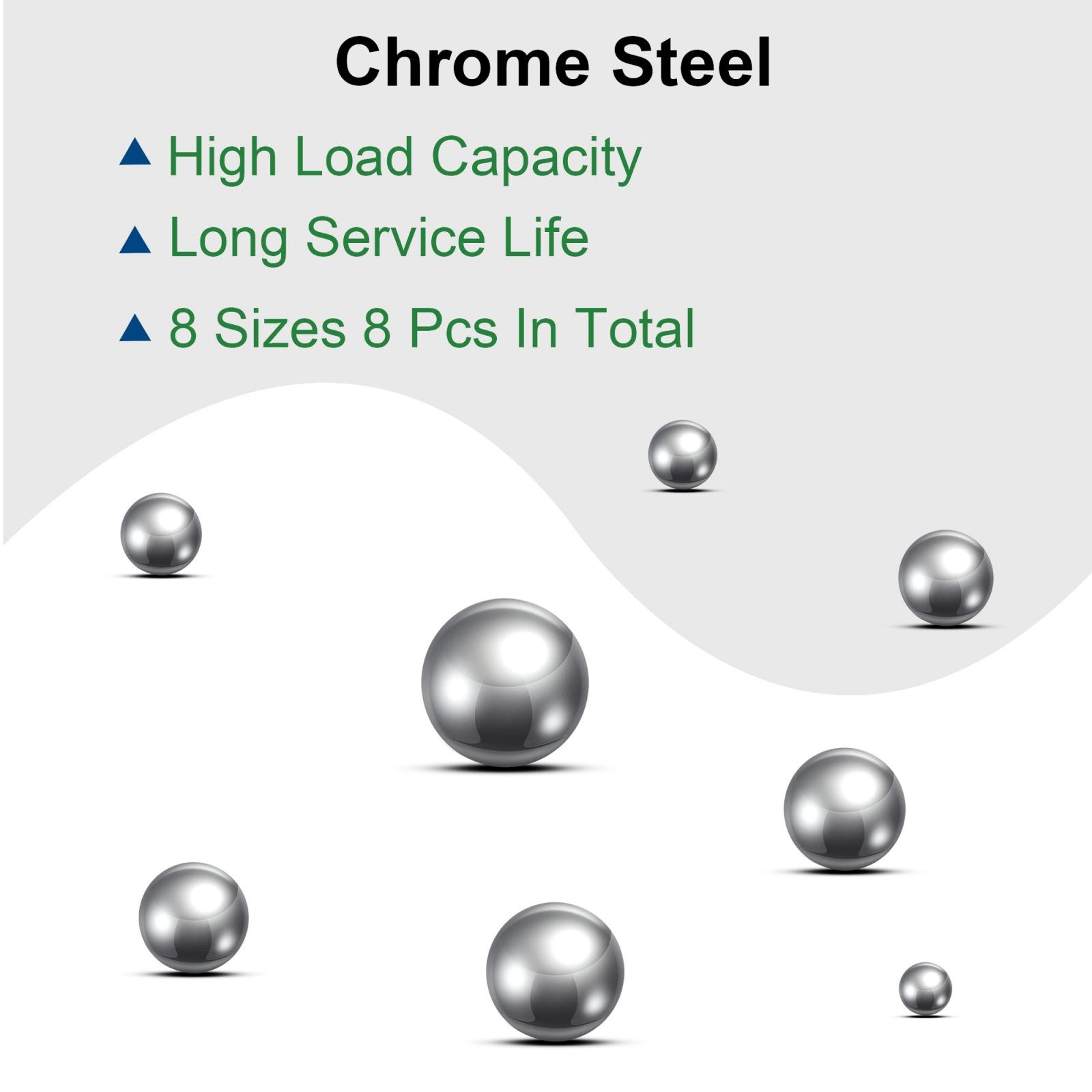 16pcs Bearing Balls Assortment Chrome Steel 3/8″ 7/16″ 1/2″ 9/16″ 5/8″ 3/4″ 7/8″