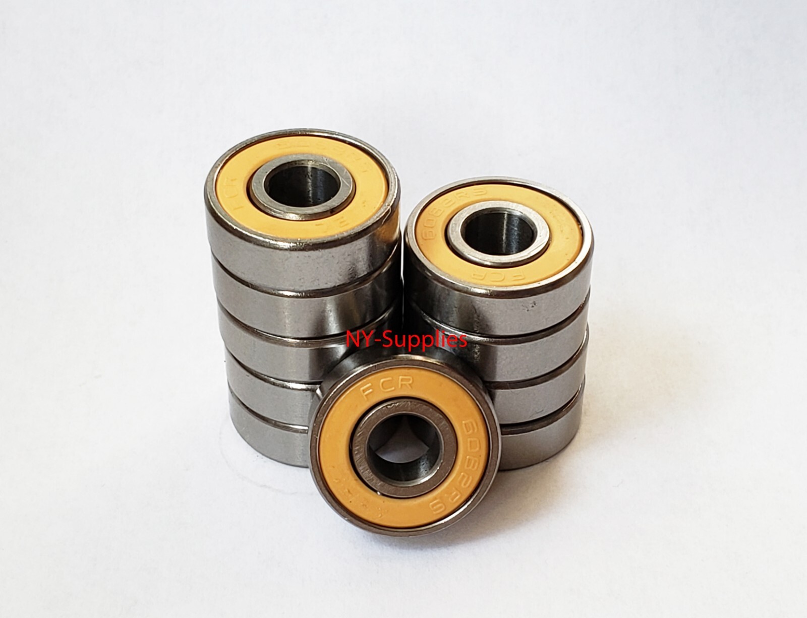 10 pc 608-2RS Ball Bearings 8mm x 22mm x 7mm -Premium Chrome Steel- Orange sides
