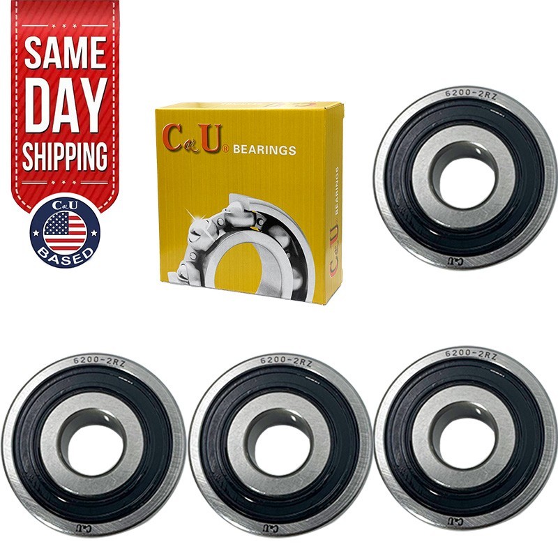 4 Pack CKU 6200-2RS 10x30x9mm Double Rubber Sealed Deep Groove Ball Bearings