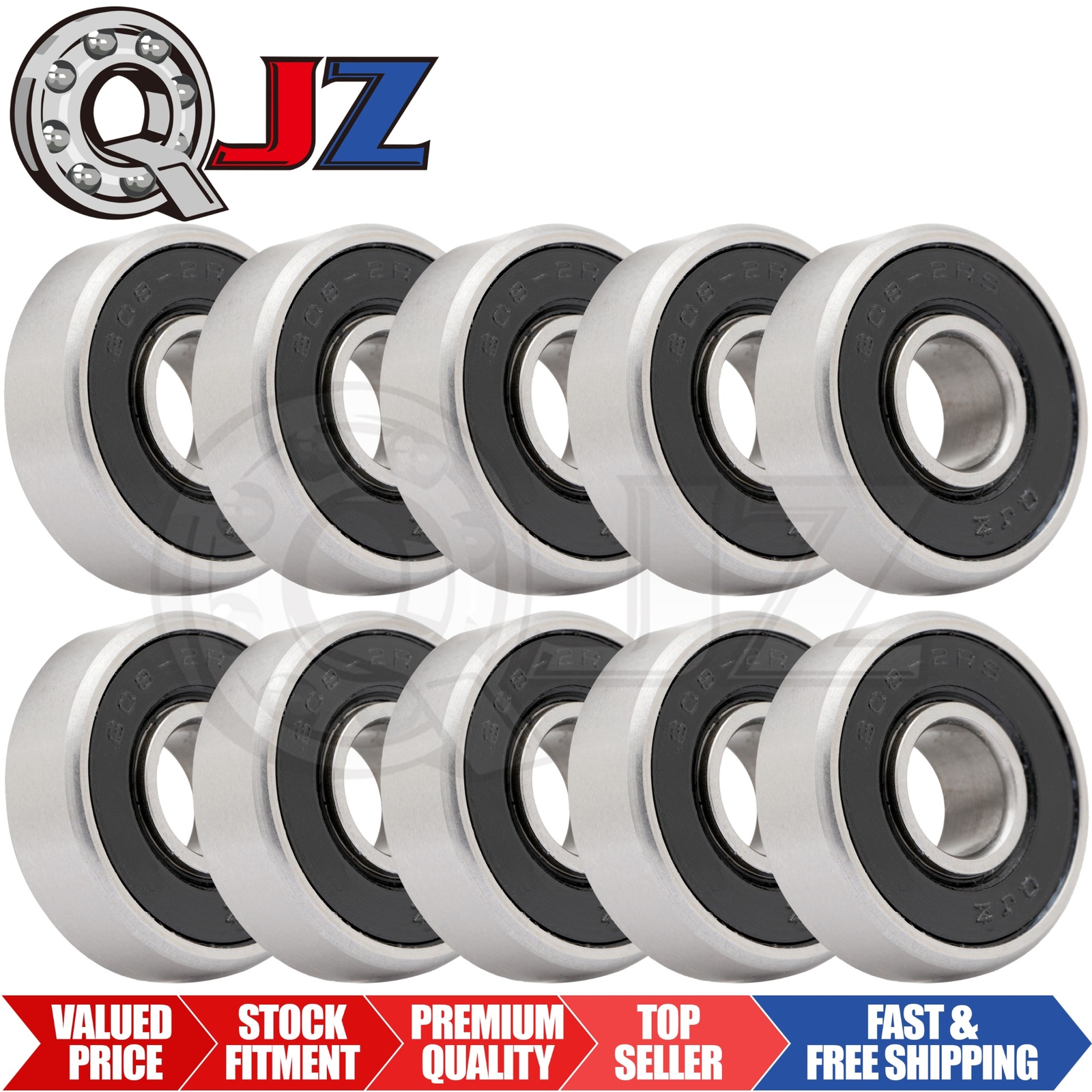 [Qty.10] New 6-608-4W 608-2RS Sealed Ball Bearing [8mm ID x 22mm OD x 7mm Width]
