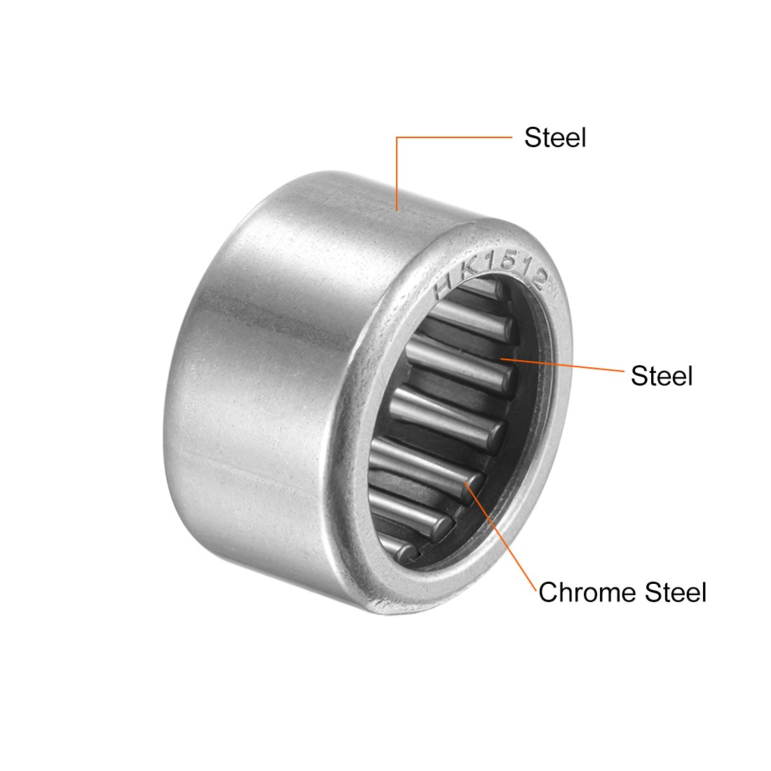 HK1512 Needle Roller Bearings 15mm x 21mm x 12mm Chrome Steel Open End 2pcs