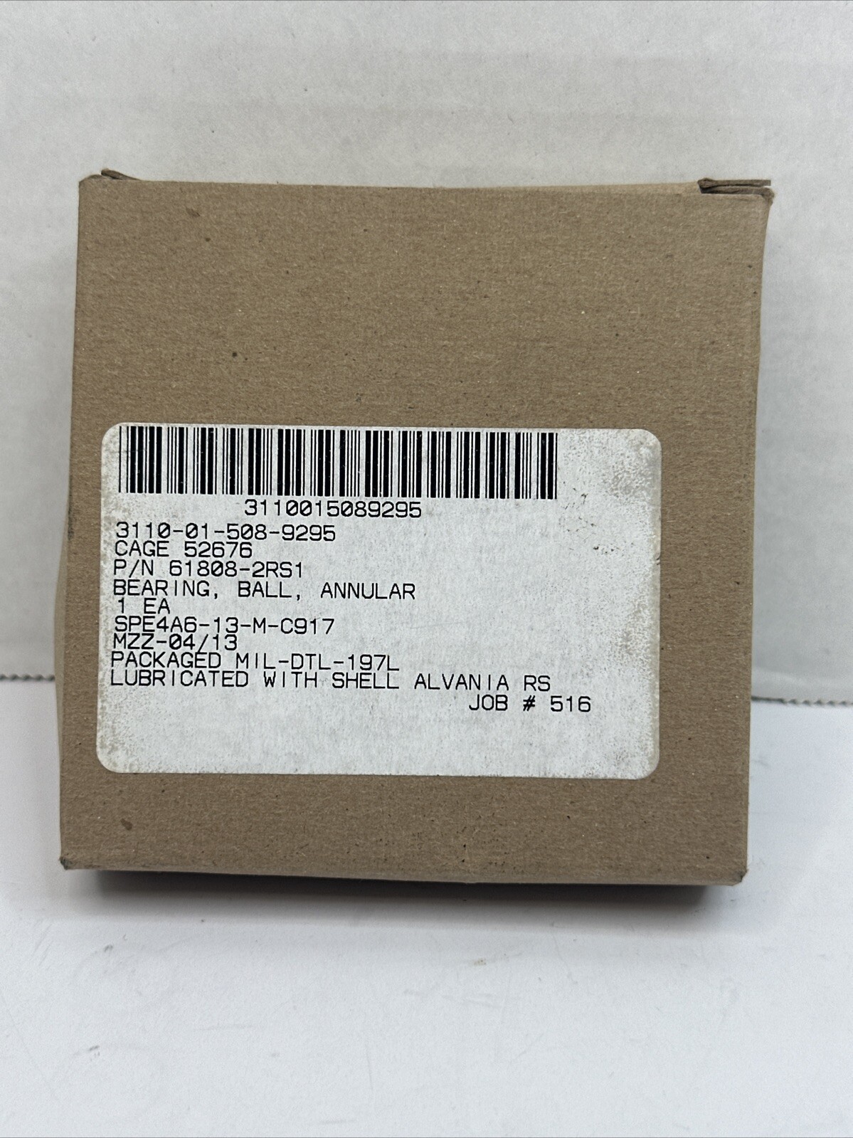 Ball Bearing Annular NSN: 3110-01-508-9295, P/N 61807-2RS1