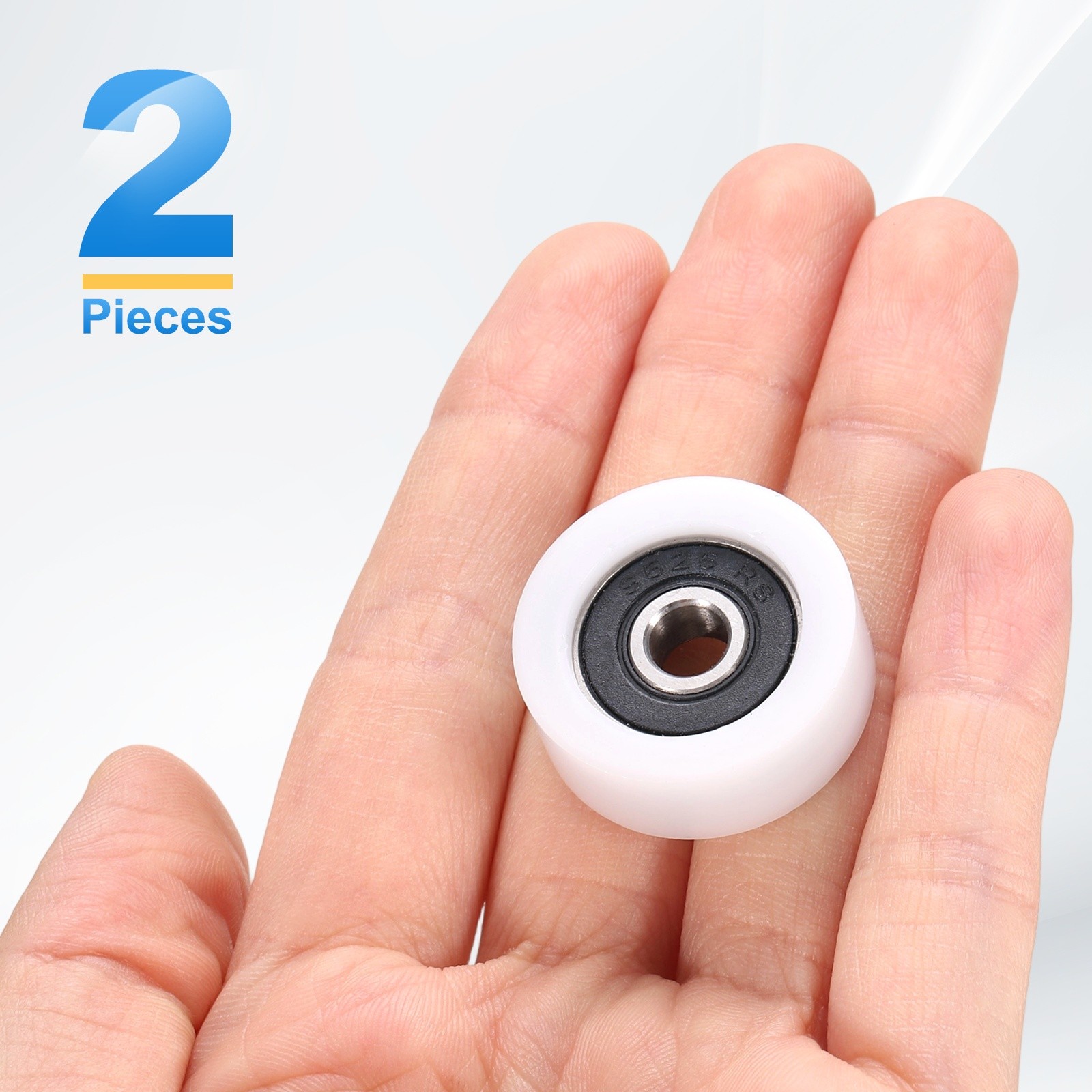 2Pcs 626RS Ball Bearing 6x26x10mm Double Rubber Sealed Chrome Steel, White